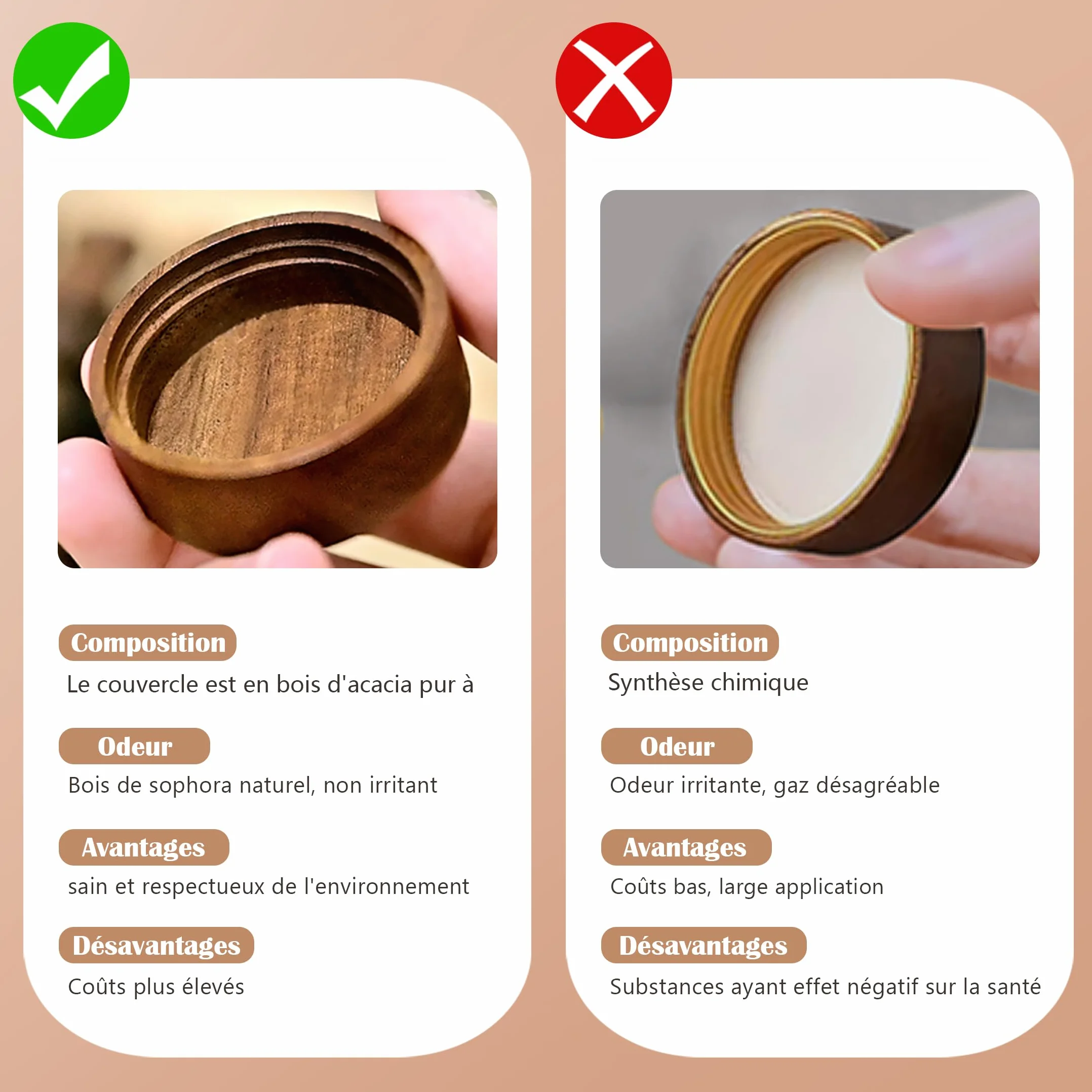 Pots à épices en verre borosilicaté 120 ml avec couvercles en bois d'acacia - Lot de 24