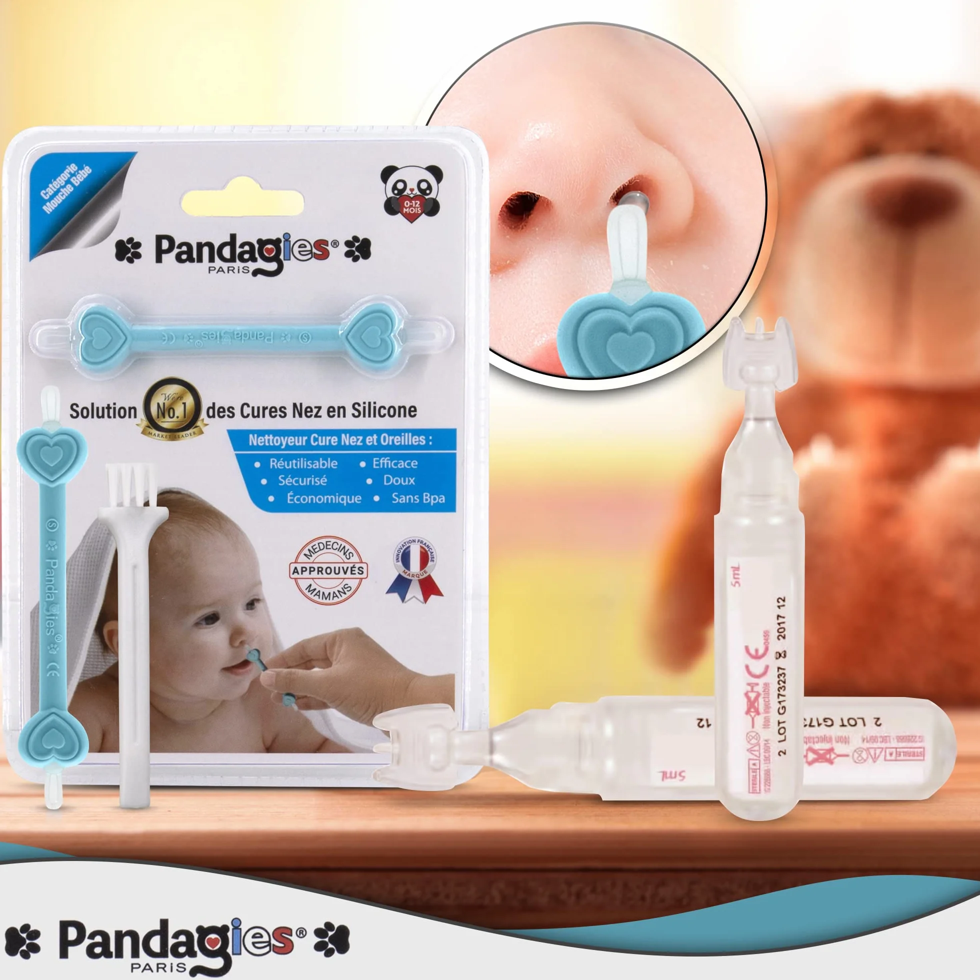 Nettoyeur Nasale Bébé Aspirateur Nasal Nourrisson Compatible Mouche Nez Sérum Physiologique