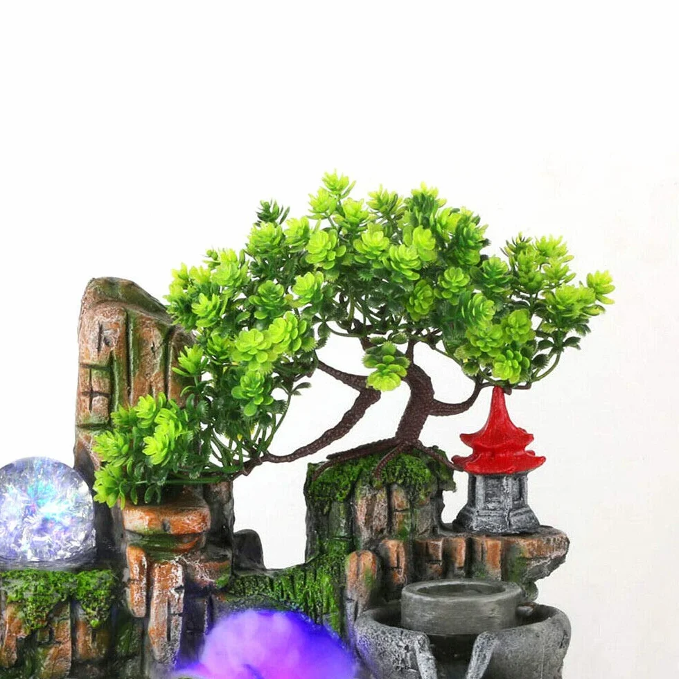 Fontaine d'intérieur LED Fengshui cascade décoration bureau maison