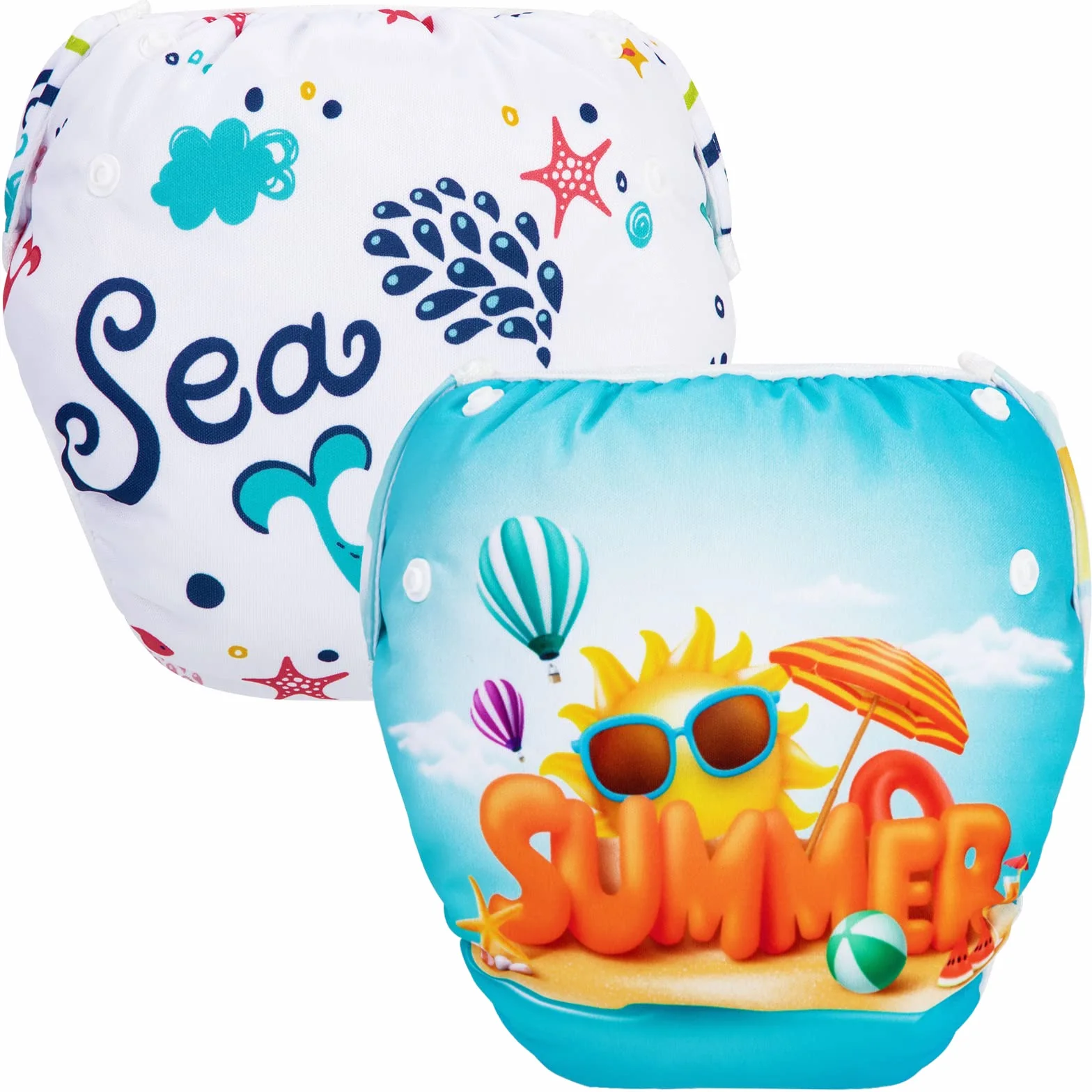 PHOGARY Couche de natation bébé 0-3 ans 2 PCS Maillot de bain réutilisable 3-15kg Plage Baleine