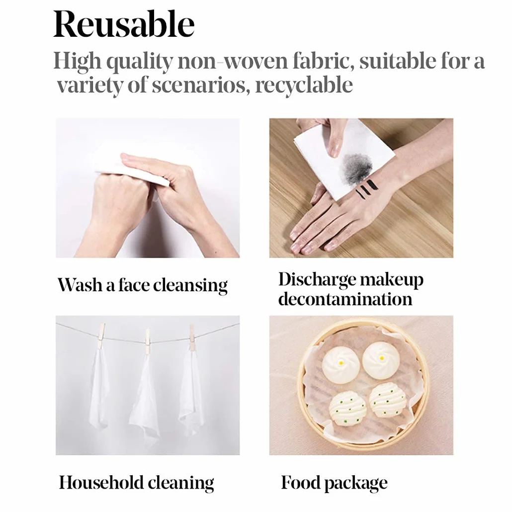 Serviettes jetables en tissu 100 pièces, lingettes sèches en pur coton multi-usages pour soins de la peau