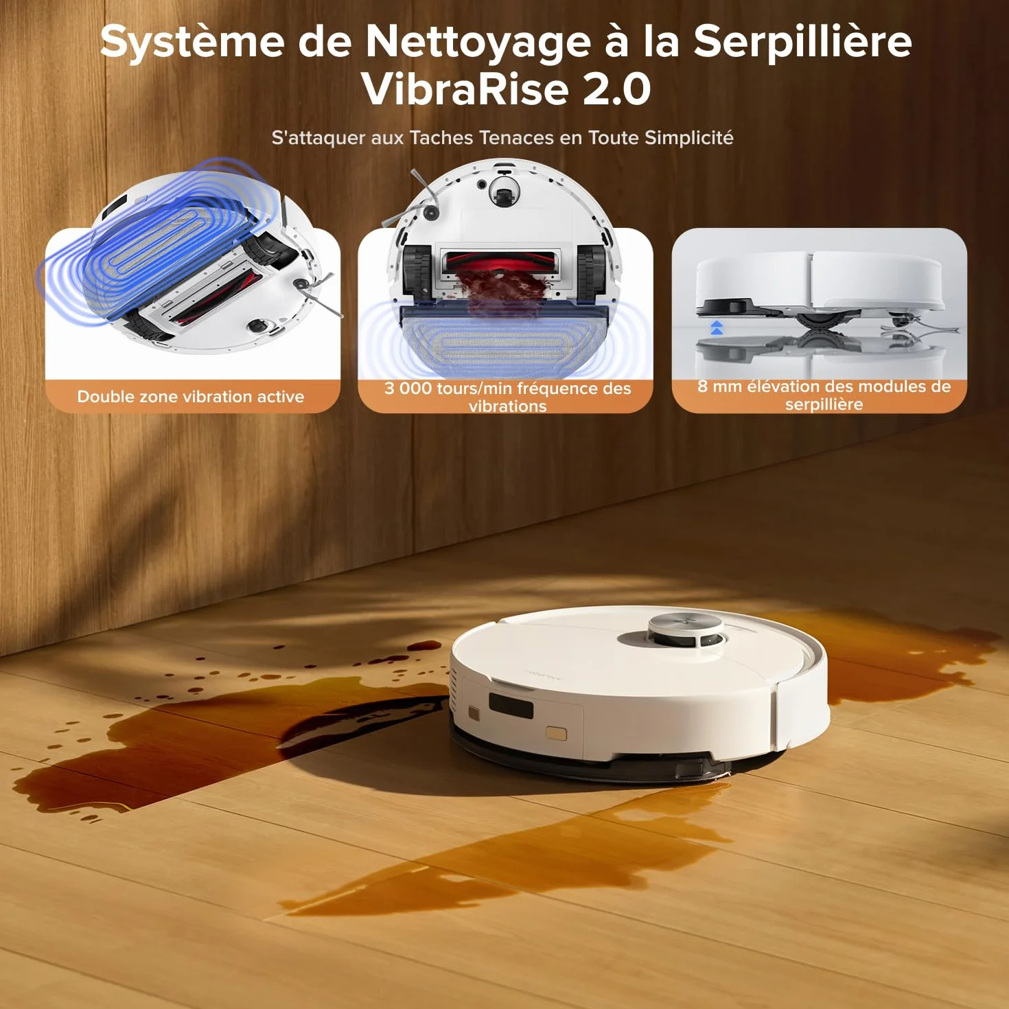 Roborock Q10 S5+ Aspirateur Robot Laveur 10000 Pa Vidage Automatique Double Anti-emmêlement Système VibraRise 2.0