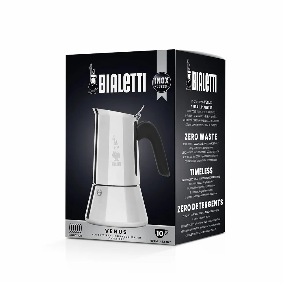 Bialetti Venus Induction Cafetière Expresso Inox 10 Tasses 460 Ml Argenté