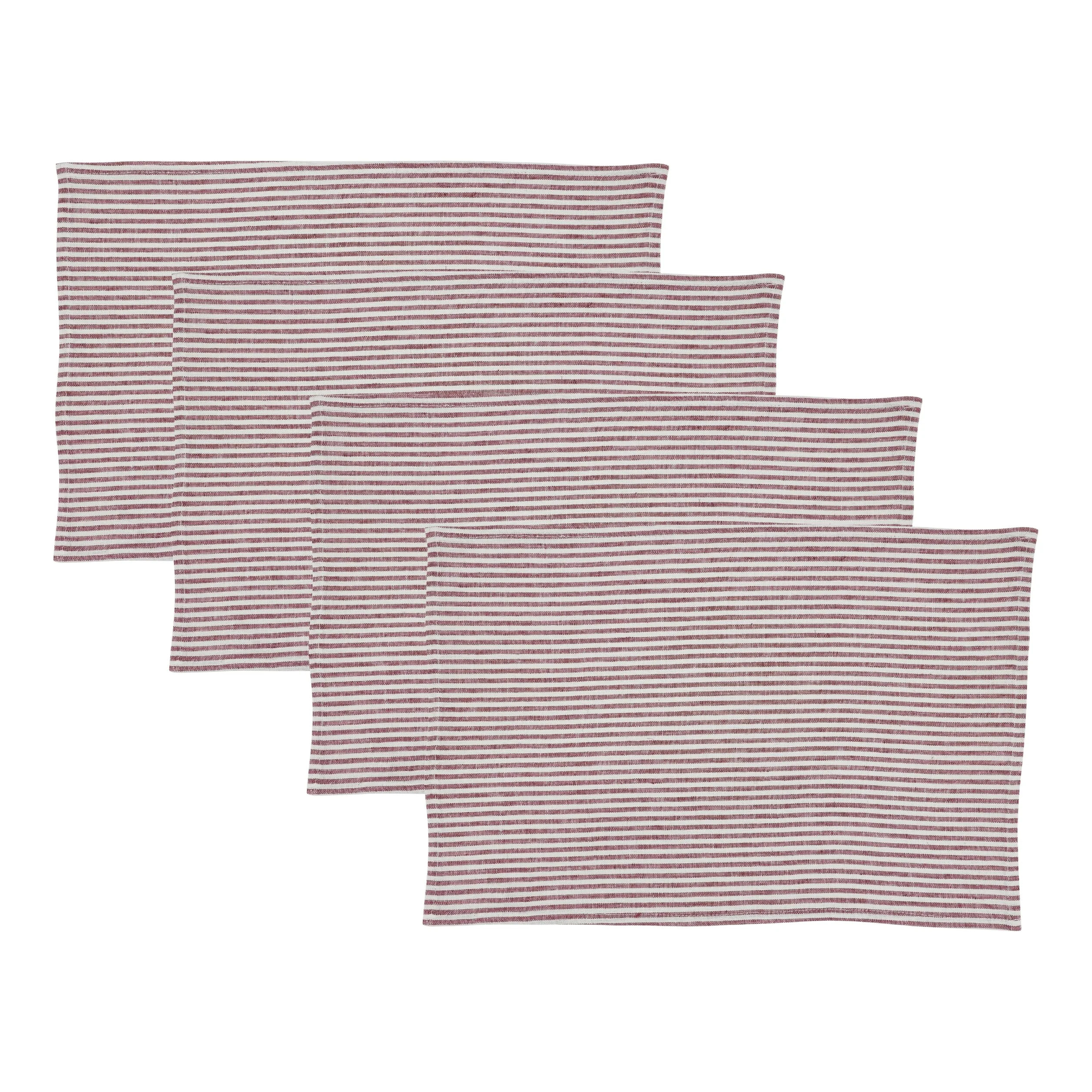 SARO Lifestyle Lot de 4 Sets de Table Classiques à Rayures en Lin mélangé – Sets de Table de Ferme pour Salle à Manger Quotidienne, Tables de Cuisine et Divertissement décontracté, 35,6 x 50,8 cm