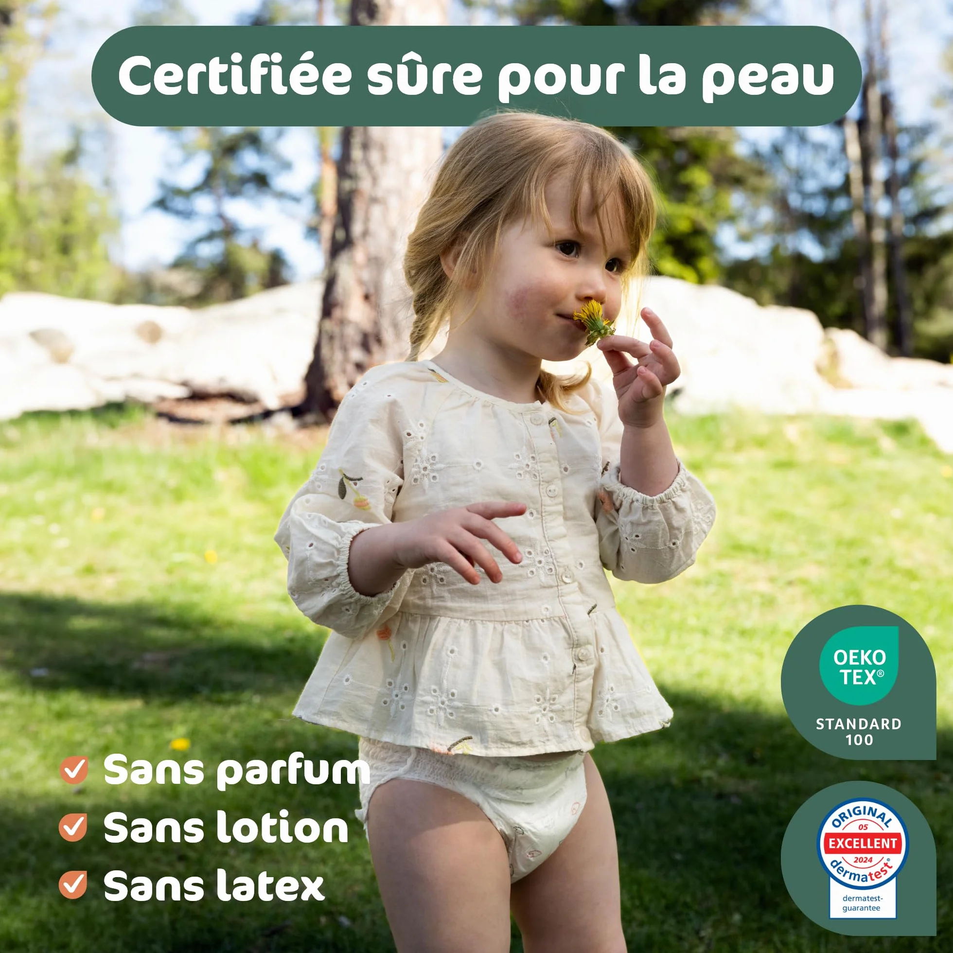 Naty FreeMovers Couches-Culottes Taille 8 (17+ kg) 60 Unités Anti-Fuites 12h Hypoallergéniques Peaux Sensibles
