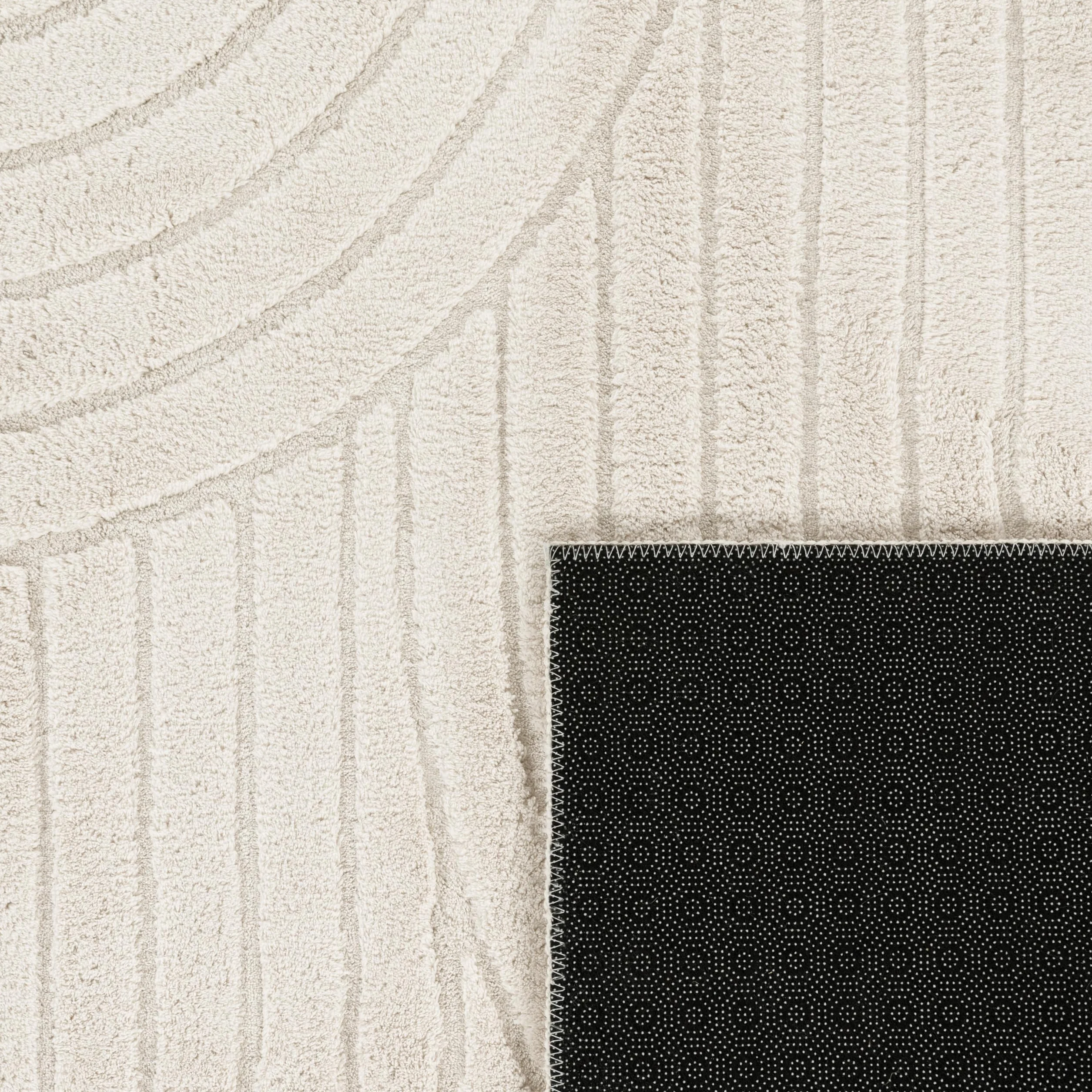 Paco Home Tapis Salon Chambre Poil Long Shaggy Motif Scandinave Boho Arc-en-Ciel Lavable Beige Crème 120x160 cm