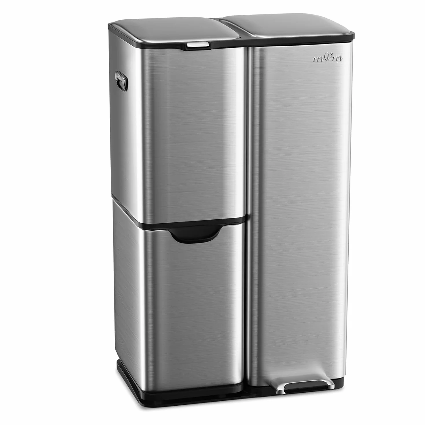 mVm Poubelle de Cuisine Triple 3 Compartiments 60L Acier
