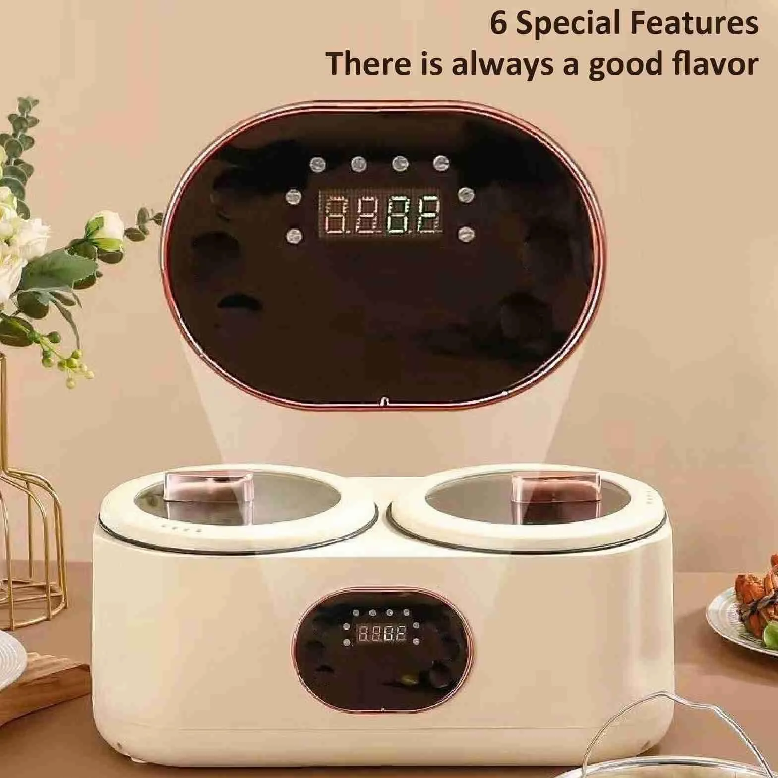 Double Mijoteuse à 2 Casseroles Chauffe-aliments Multifonction Automatique Isolation Intelligente
