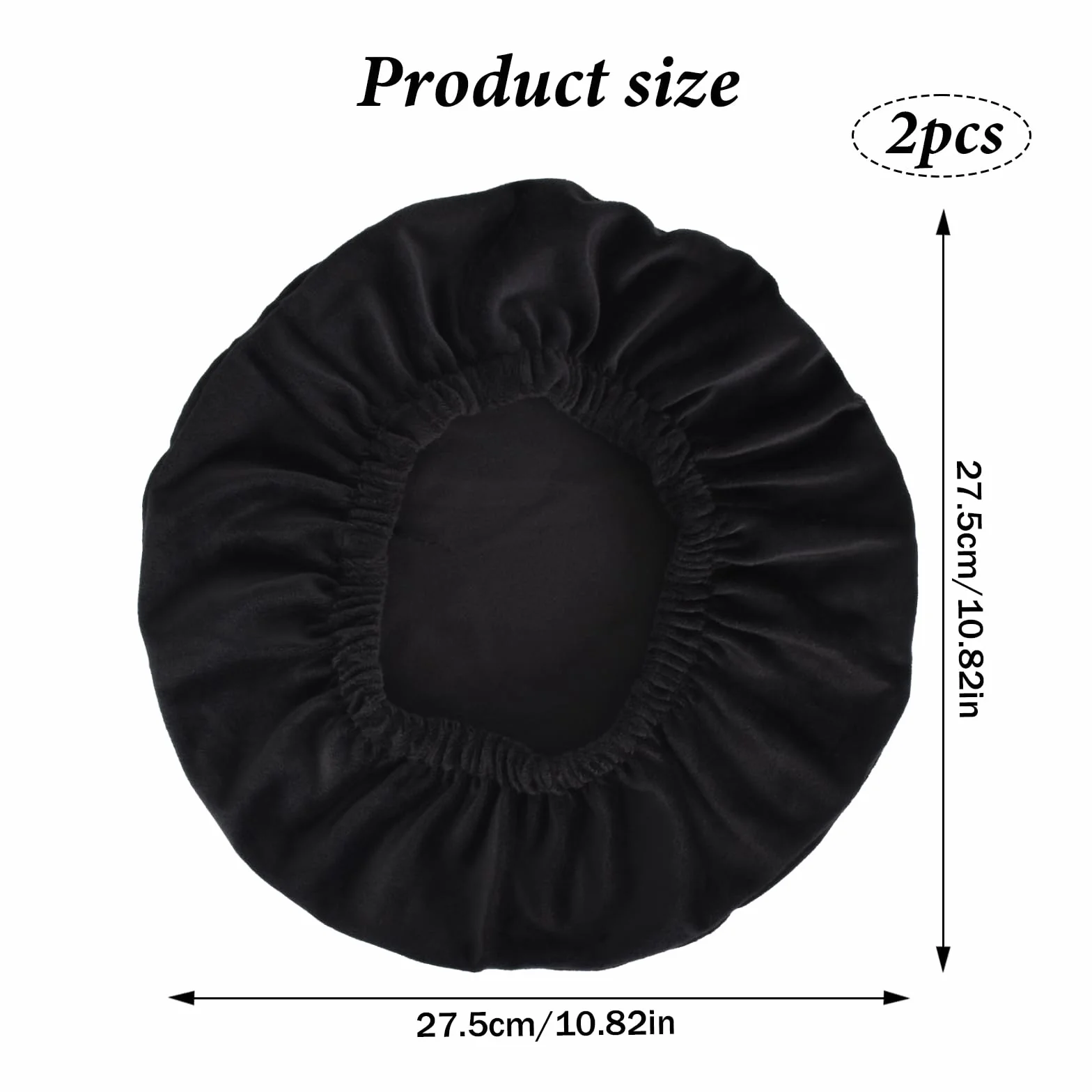 Housse Tabouret Rond Noir 30-40cm Extensible Lavable 2 Pièces pour Bar Restaurant