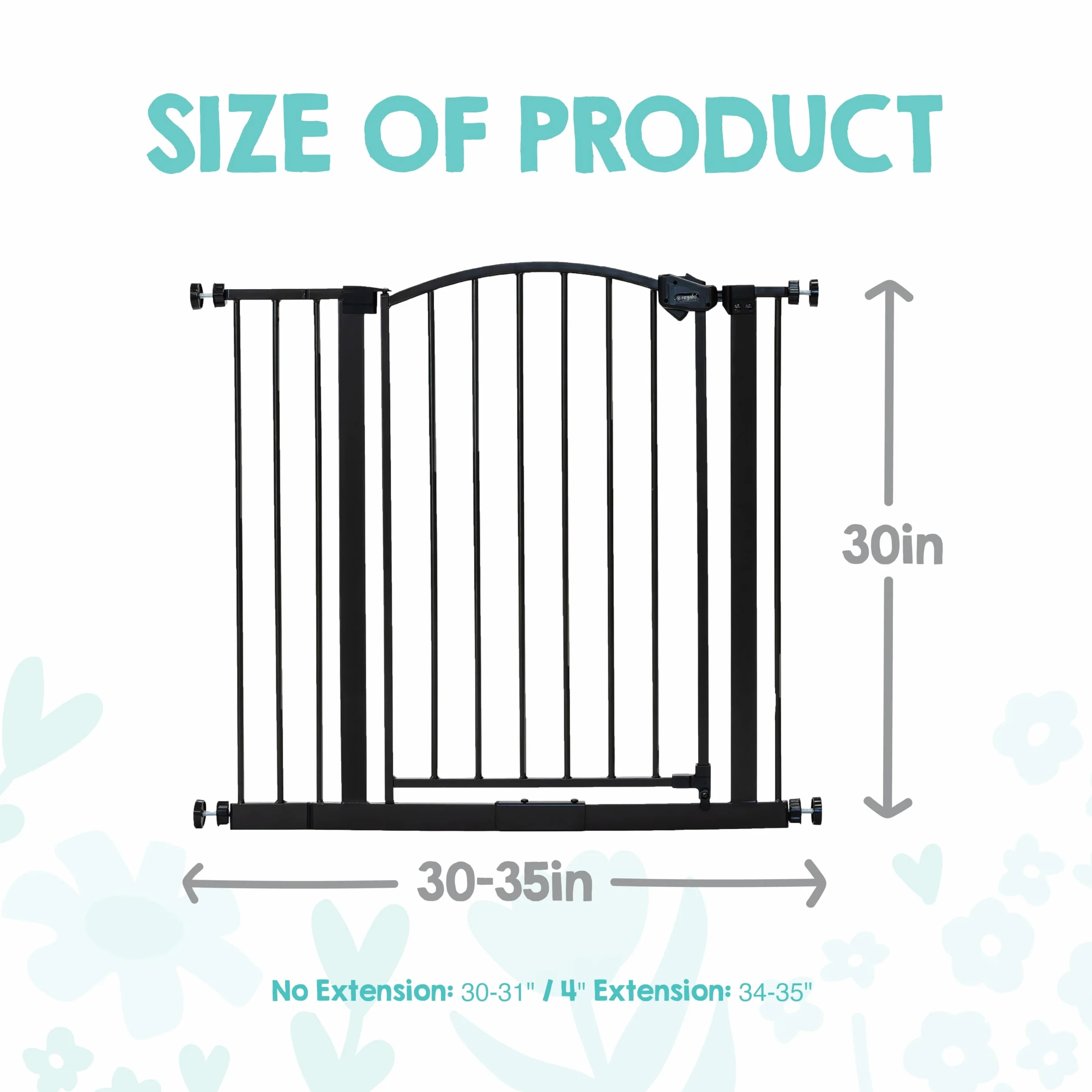 Regalo Safety Arched Baby Gate for Doorways & Stairs, 75-87cm, Pressure Mounted, Bronze
