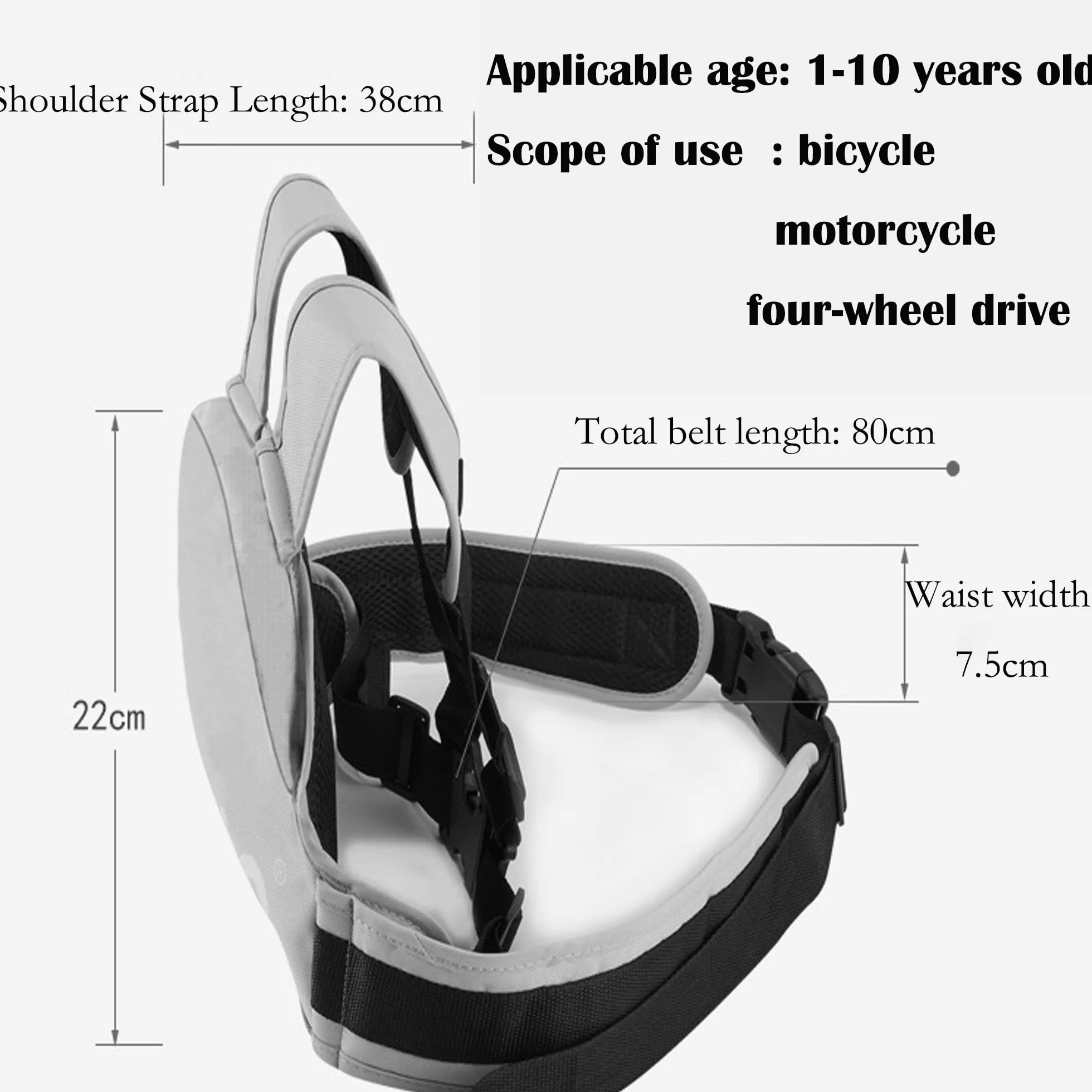 Ceinture de Sécurité Moto Enfant Réglable Harnais Réfléchissant Pliable 3-10 Ans Vert