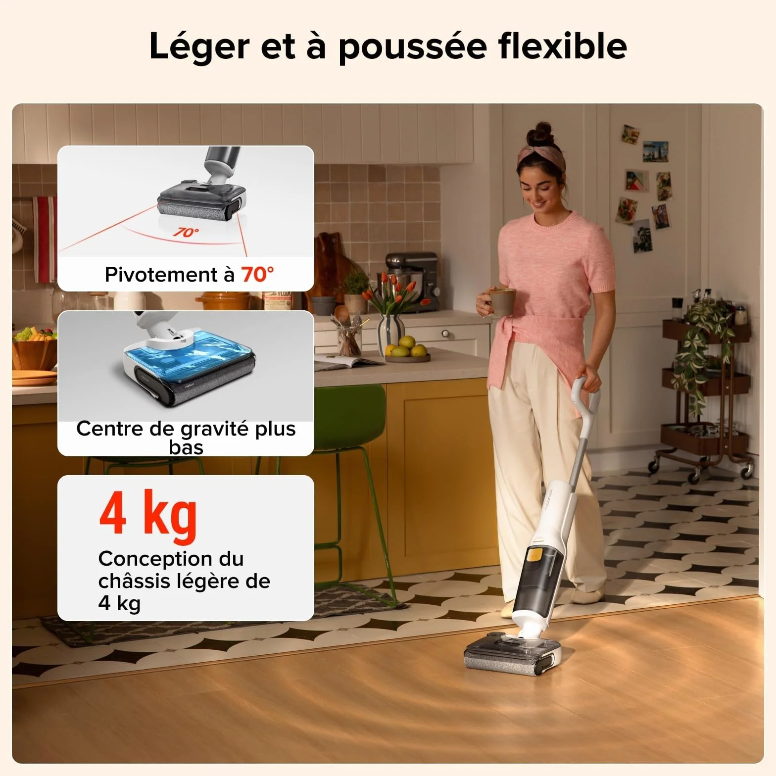 Roborock F25 GT Aspirateur Laveur 20 kPa sans Fil Autonettoyage 90°C