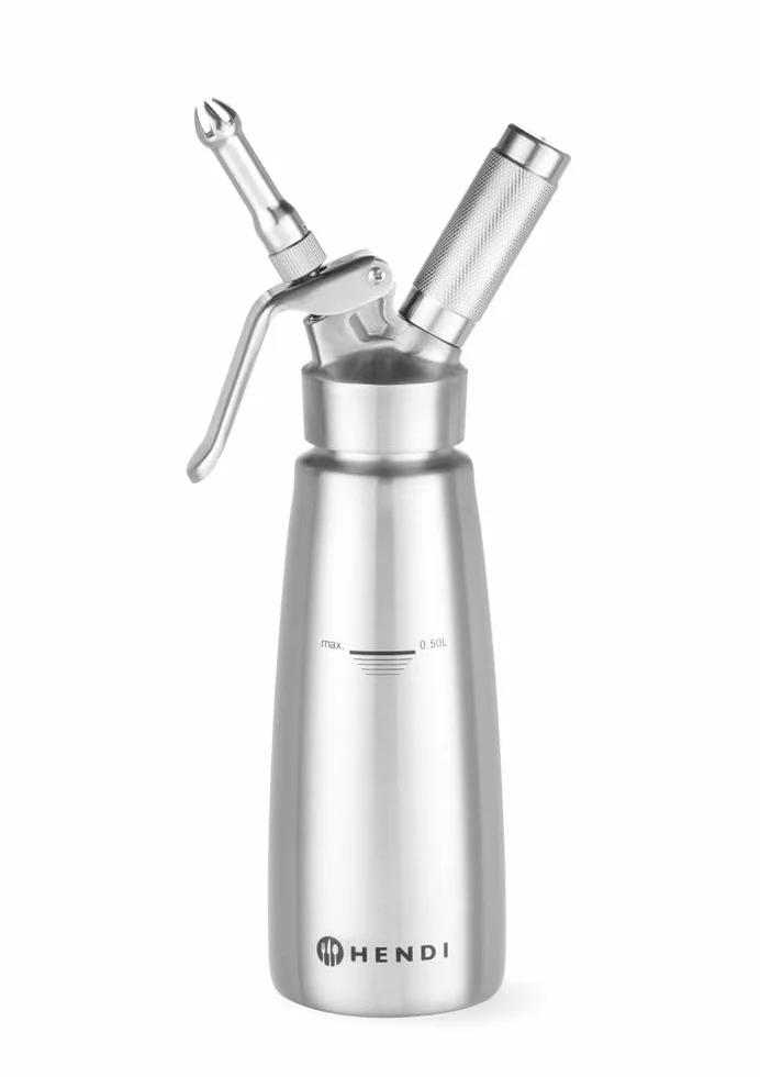 HENDI Siphon à chantilly 500ml acier inoxydable avec 3 douilles et brosse de nettoyage