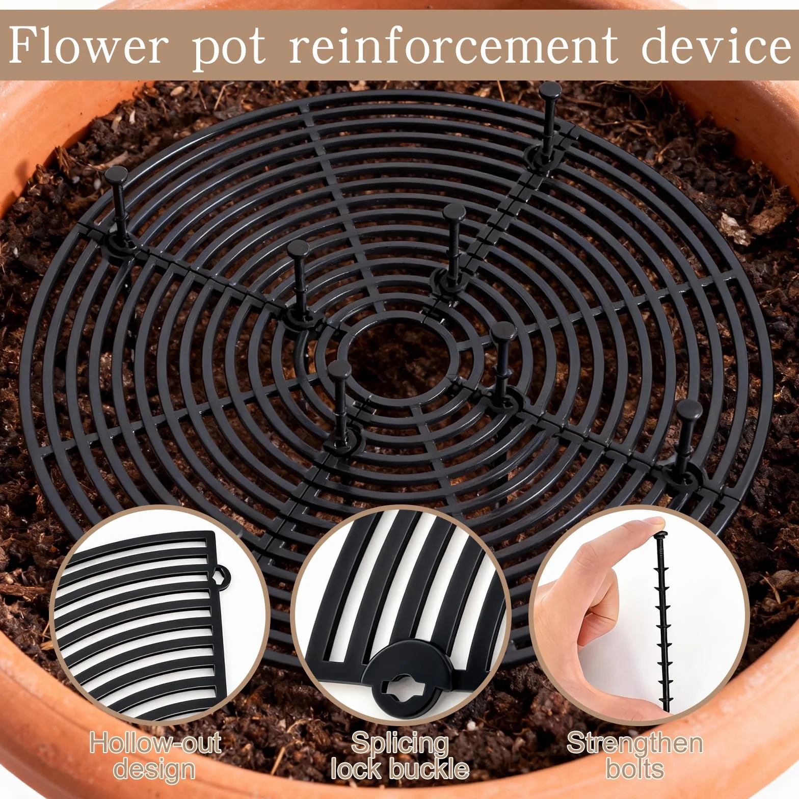Zimoer Lot de 2 cache-pots de fleurs en plastique noir 30 cm pour chats et bébés