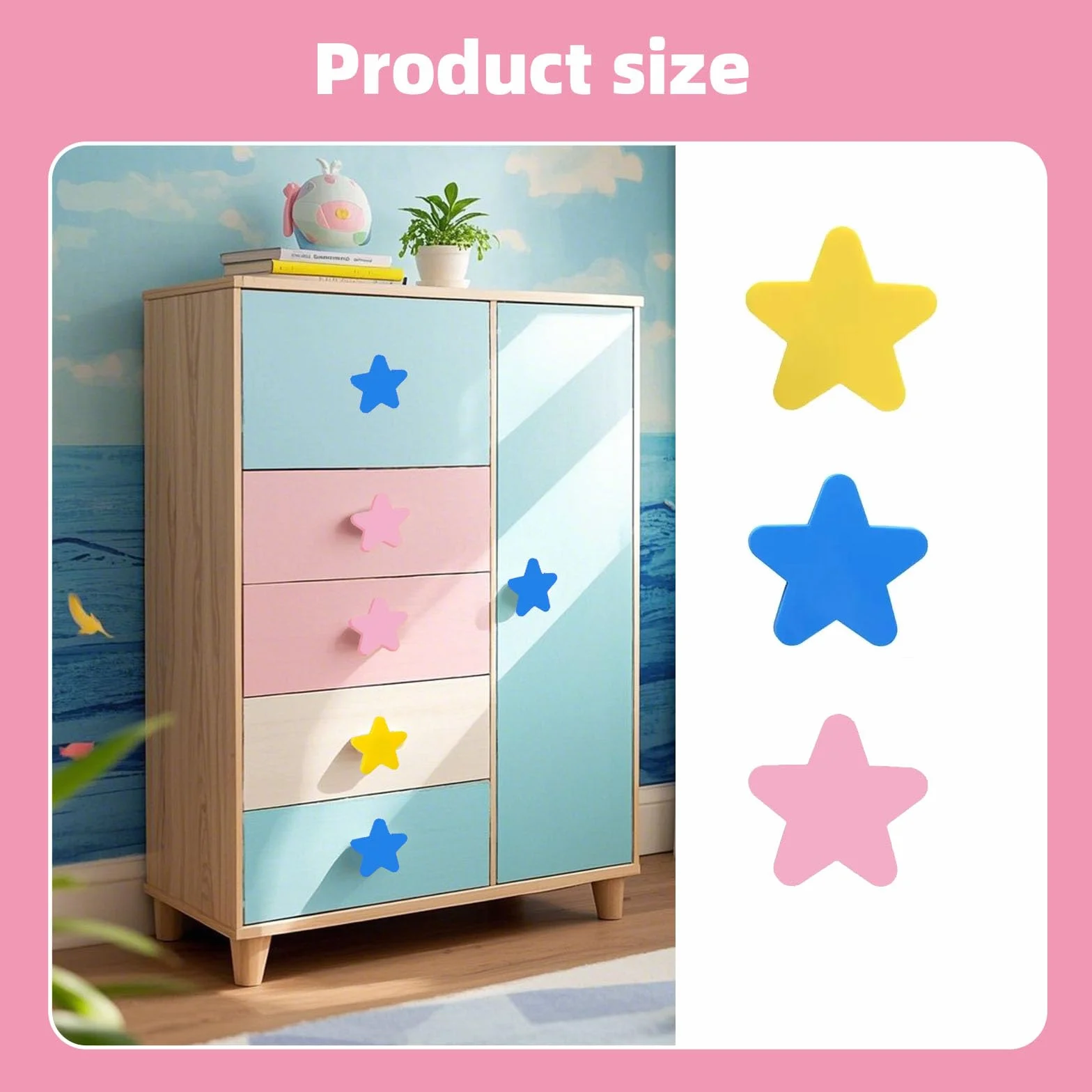 Poignées de meuble en bois pour chambre d'enfant, lot de 6 avec vis