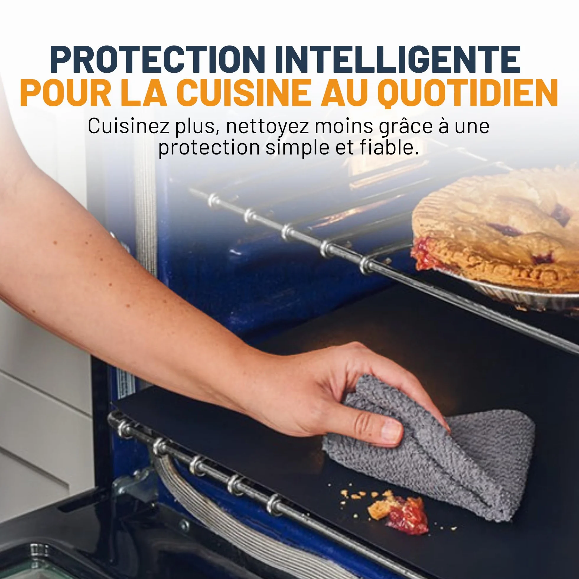 Feuille Protection Four Cuisson Antiadhésive Lot de 2 Tapis Reutilisable 32x50cm Noir