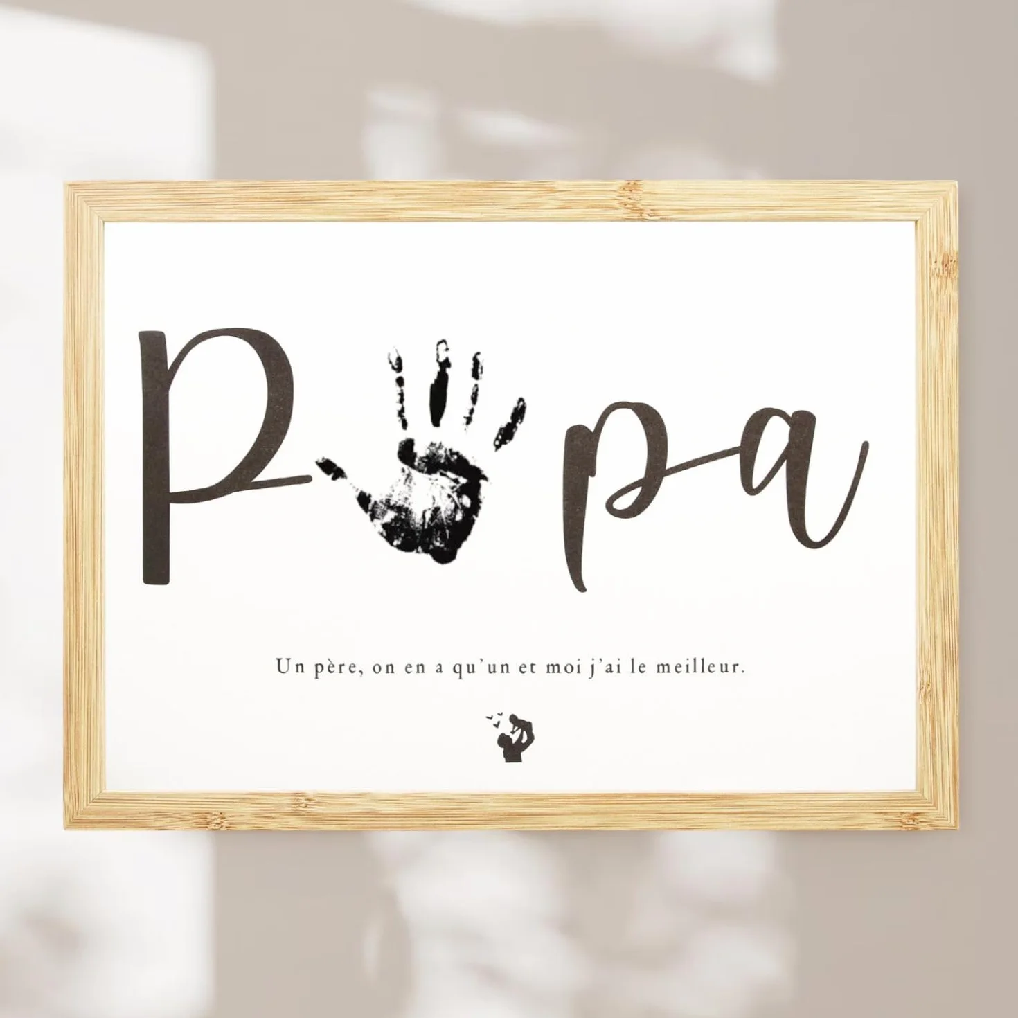 Empreinte Papa Cadeau Fête des Pères avec cadre en bois souvenir bébé
