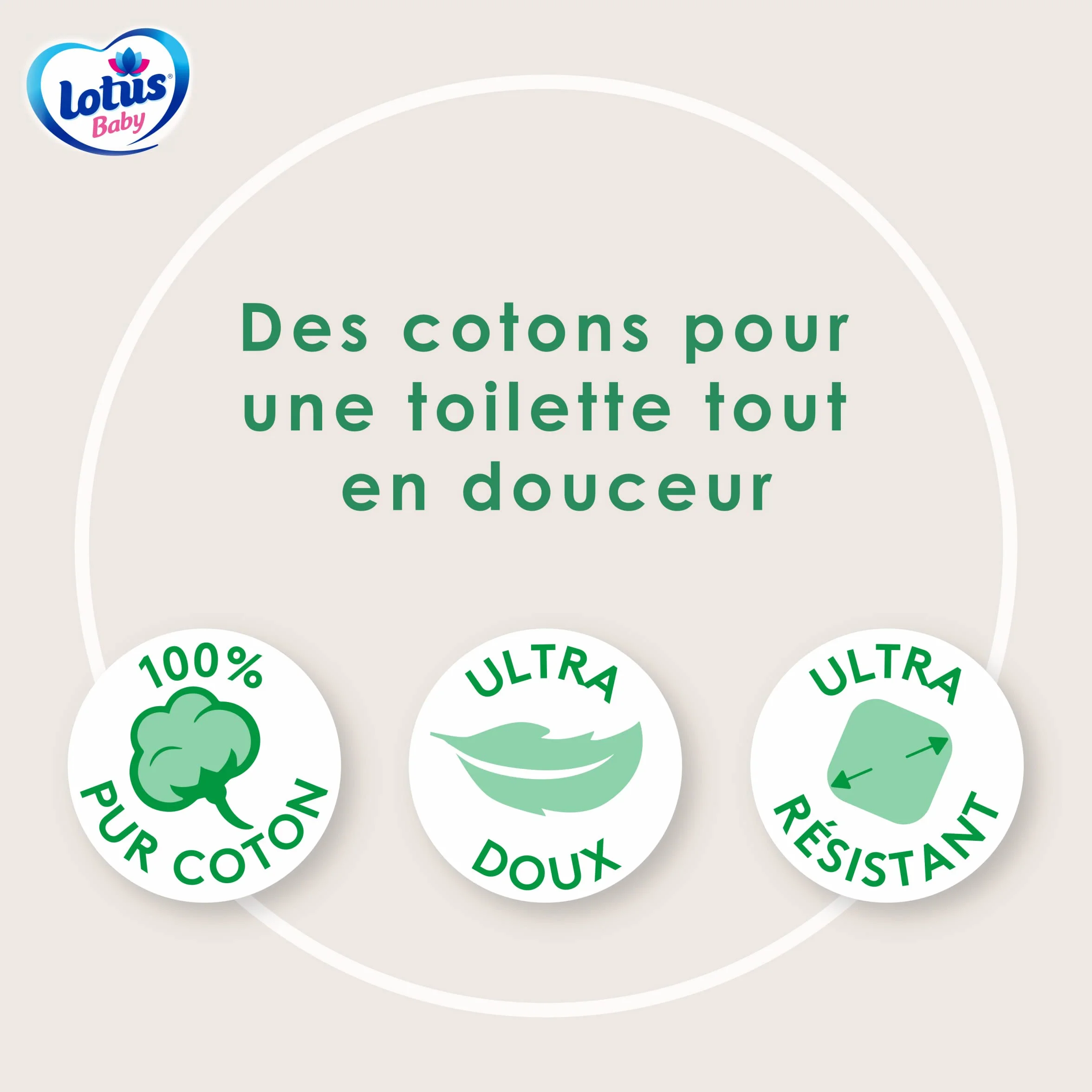 Lotus Baby Douceur Naturelle Cotons bébé non-blanchis 70 Cotons