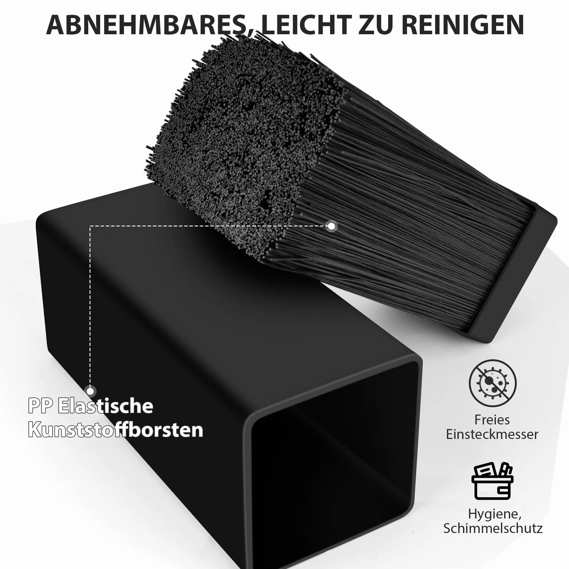 Bloc Couteaux Vide Noir Universel pour Cuisine, Porte-Couteaux avec Lattes Flexibles, 22 x 9.5 x 9.5 cm