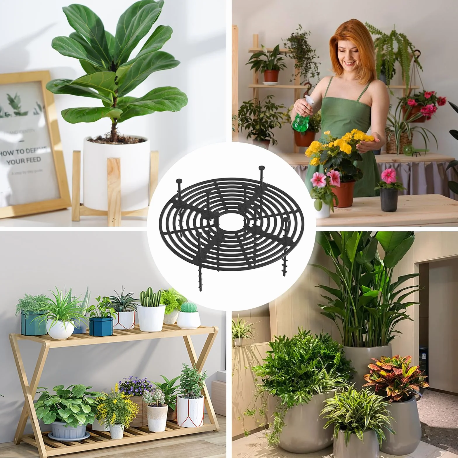 Grille de Protection pour Plantes 30 cm, Cache-Pot Réglable avec Kit Fixation ABS, Protège contre Chats et Animaux Domestiques