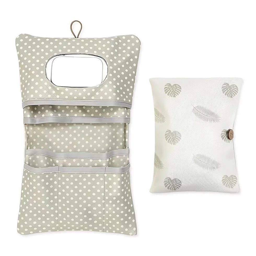 Sac à Couches Lavable 2 en 1 Bébé Trousse de Maquillage Organisateur à Langer Pliable