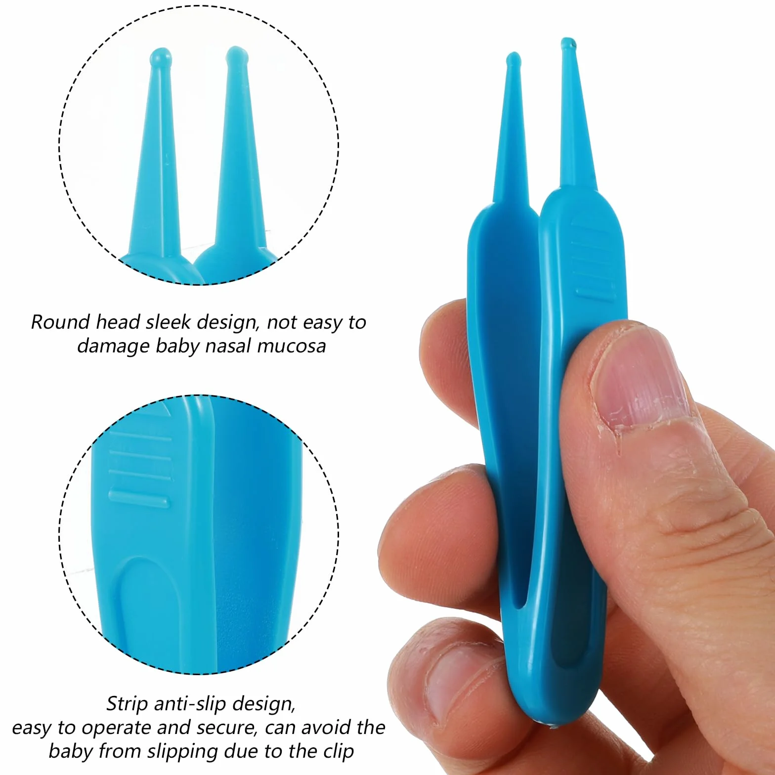 Lot de 5 pinces de nettoyage du nez bébé, tête ronde, pour oreilles et nombril