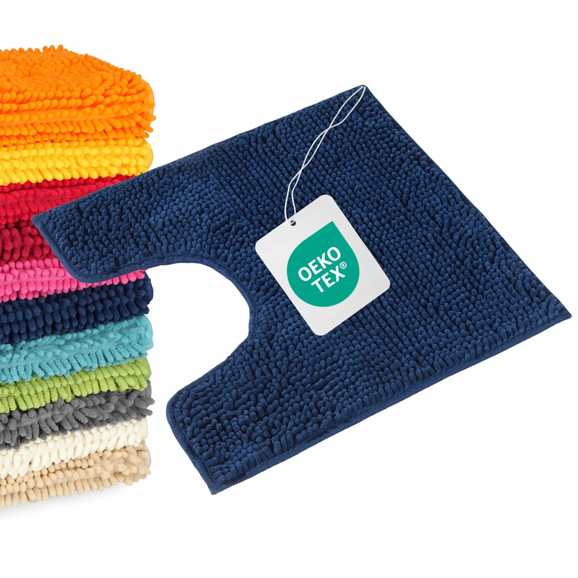 WohnDirect Tapis de Bain Antidérapant Chenille Microfibre Bleu foncé 45x45 cm Lavable Machine
