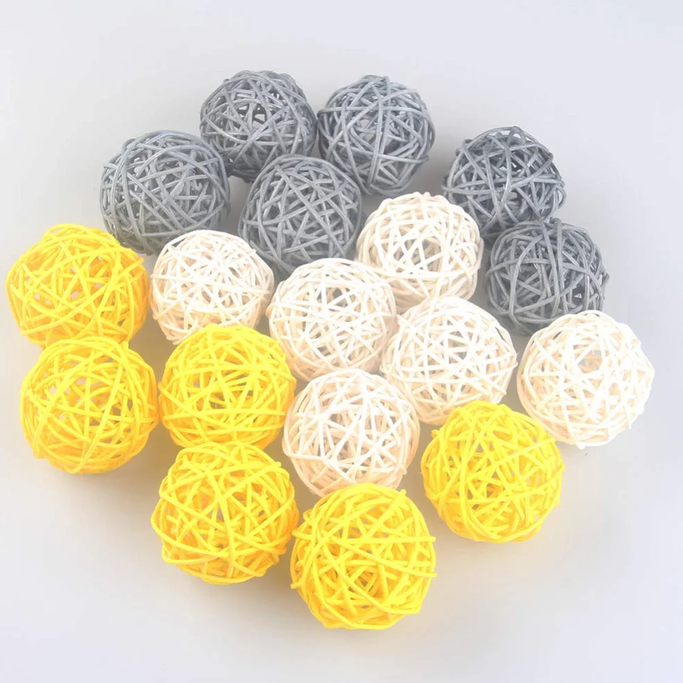 Boules de Rotin en Osier 5 cm Bricolage Artisanat Décoration Mariage Gris Clair