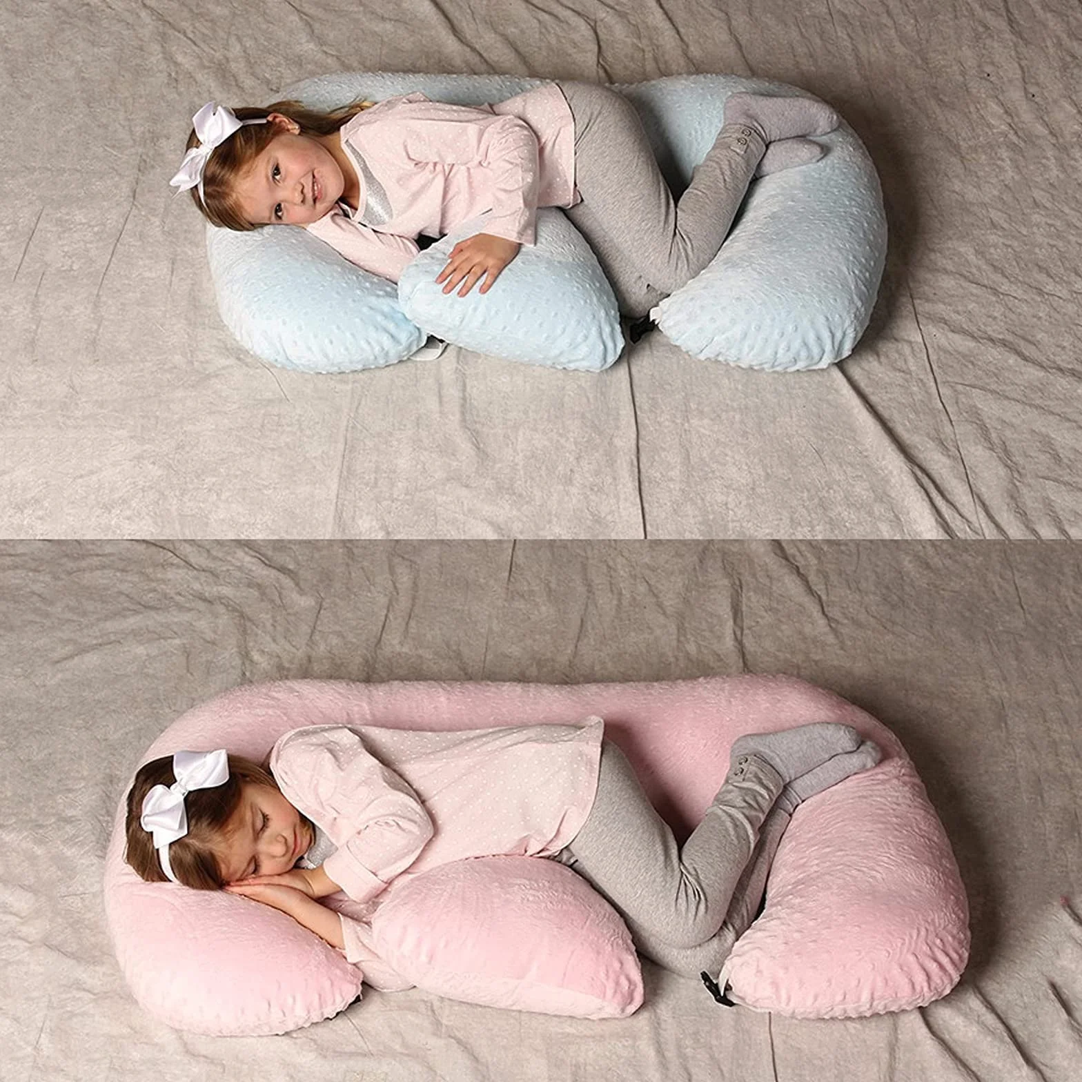 Coussin d'allaitement multifonction pour jumeaux, lavable en machine, coton, rose