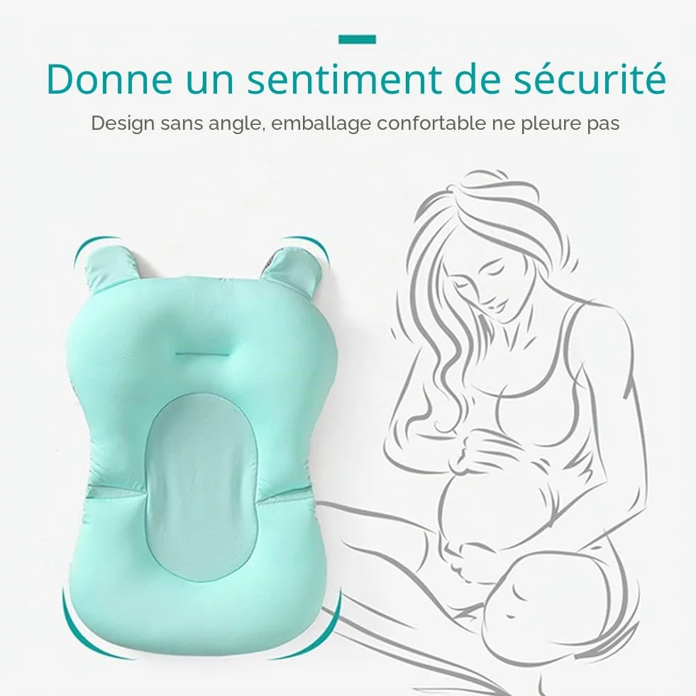 Coussin de Bain Réglable pour Bébé - Siège de Bain pour Tout-Petit, Réducteur de Baignoire, Tapis Antidérapant Pliable