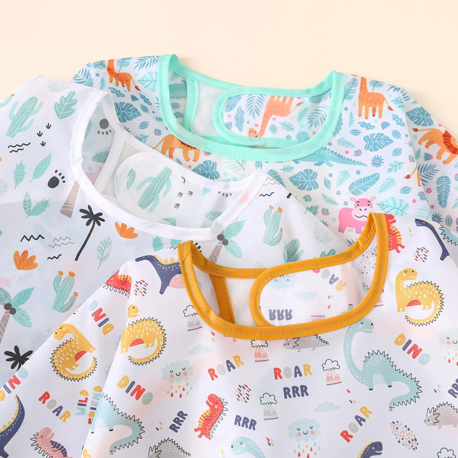 Bavoirs Manches Longues Lot de 5 Imperméable Bébé Enfant 5-30 Mois