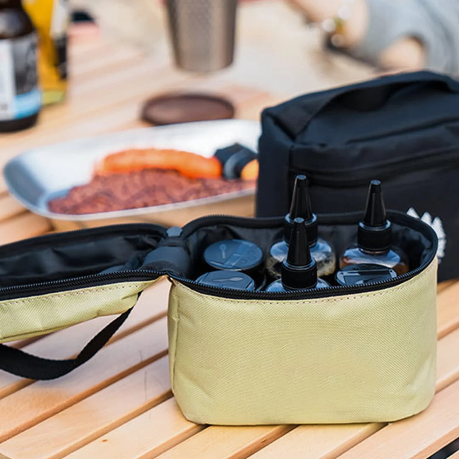 RoseFlower Lot de 6 Pots À Épices avec Sac de Rangement - Bouteille de Sauce Portable pour Voyage, Pique-nique, Barbecue, Camping