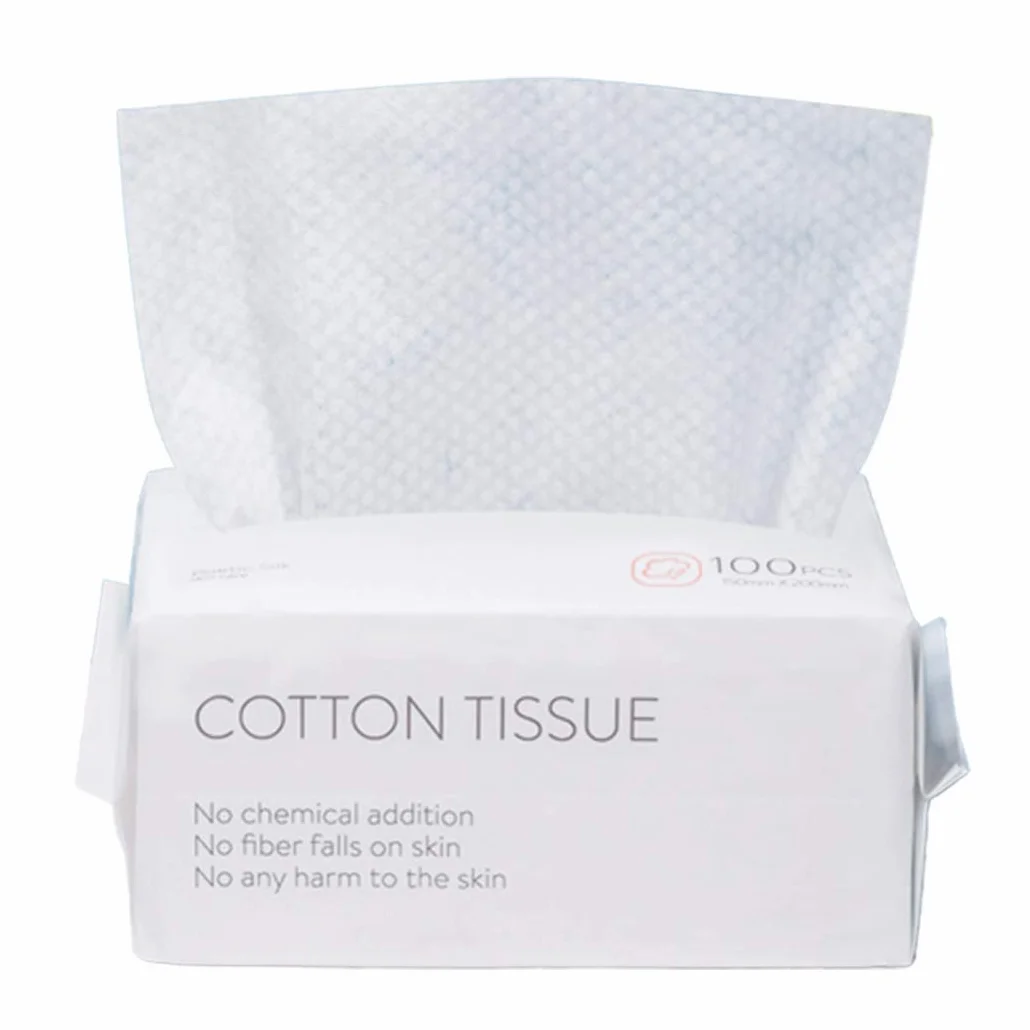Serviettes jetables en tissu 100 pièces, lingettes sèches en pur coton multi-usages pour soins de la peau