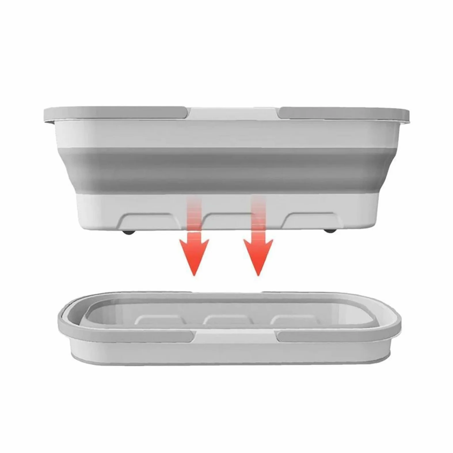 Vadrouille à Seau Pliante, Portable, Pliable avec Roue, Bassin Multifonctionnel, Articles ménagers, Camping-Car(White Gray)