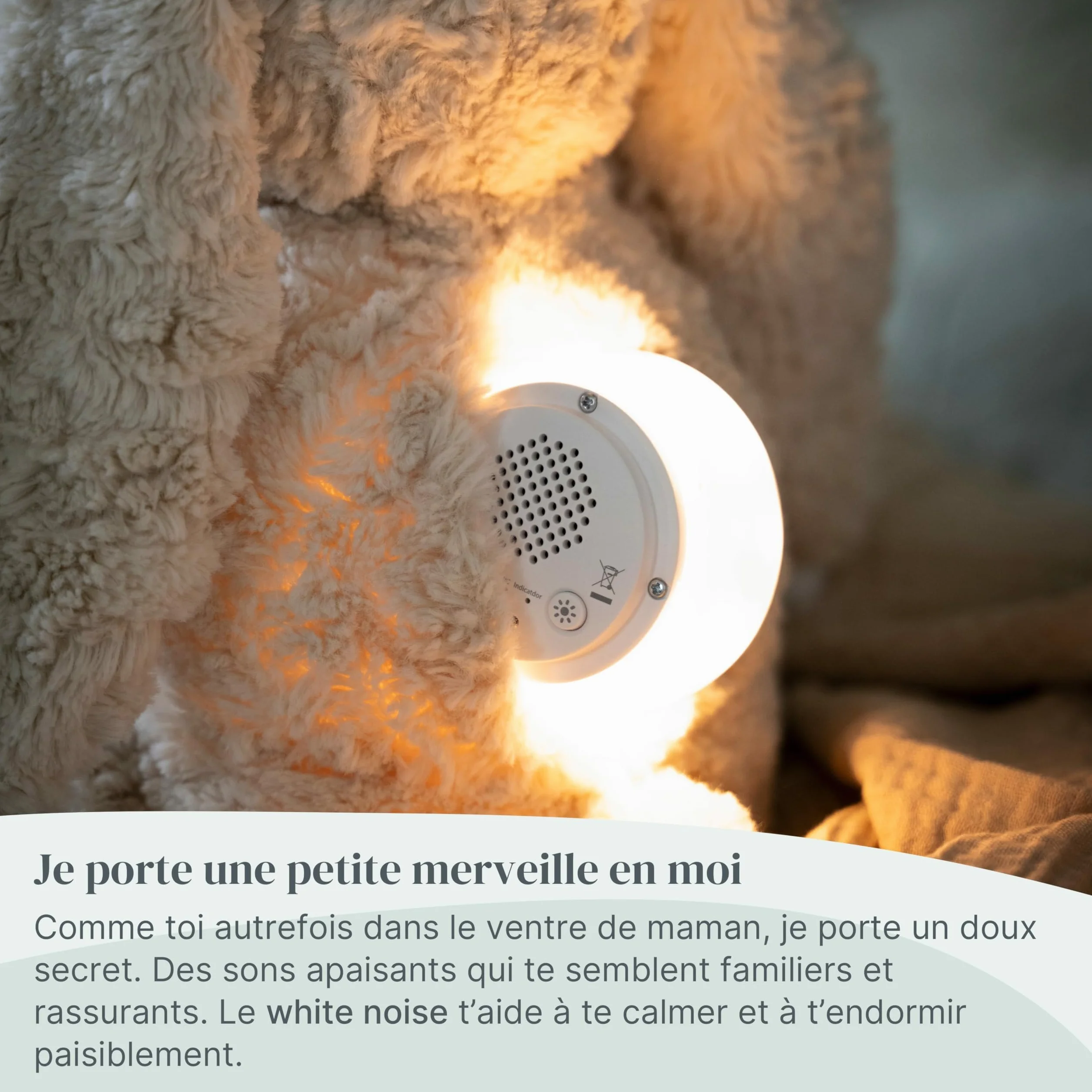 Baby's Only Bibi le lapin en peluche avec entraîneur de sommeil musicale veilleuse bruit blanc bébé Warm Linen