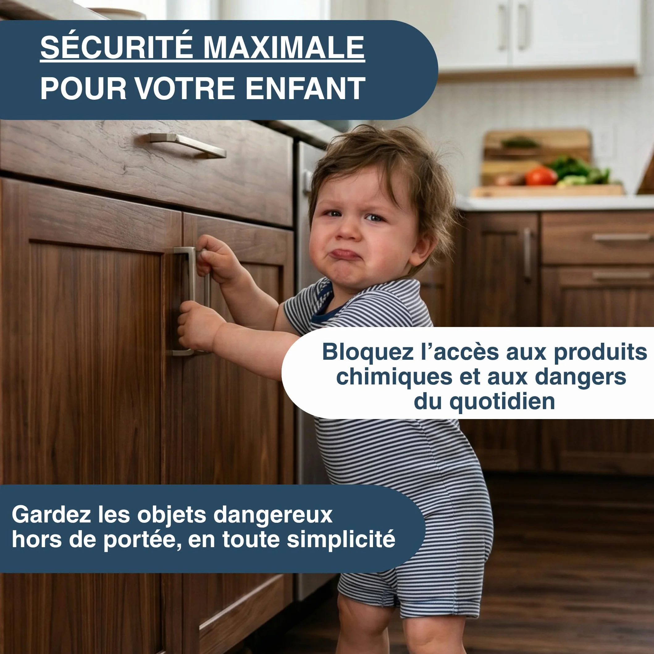 Serrure Magnétique Invisible 10 Verrous 2 Clés Protection Placards Portes Tiroirs Blocage Sans Perçage