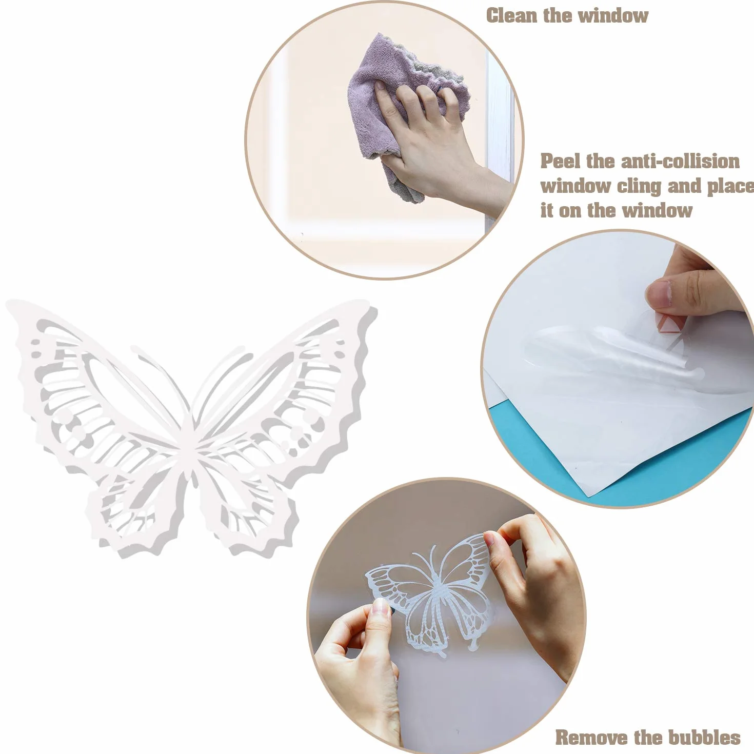 Autocollants de Fenêtre Papillon Anti-Collision Translucides 24 Pièces