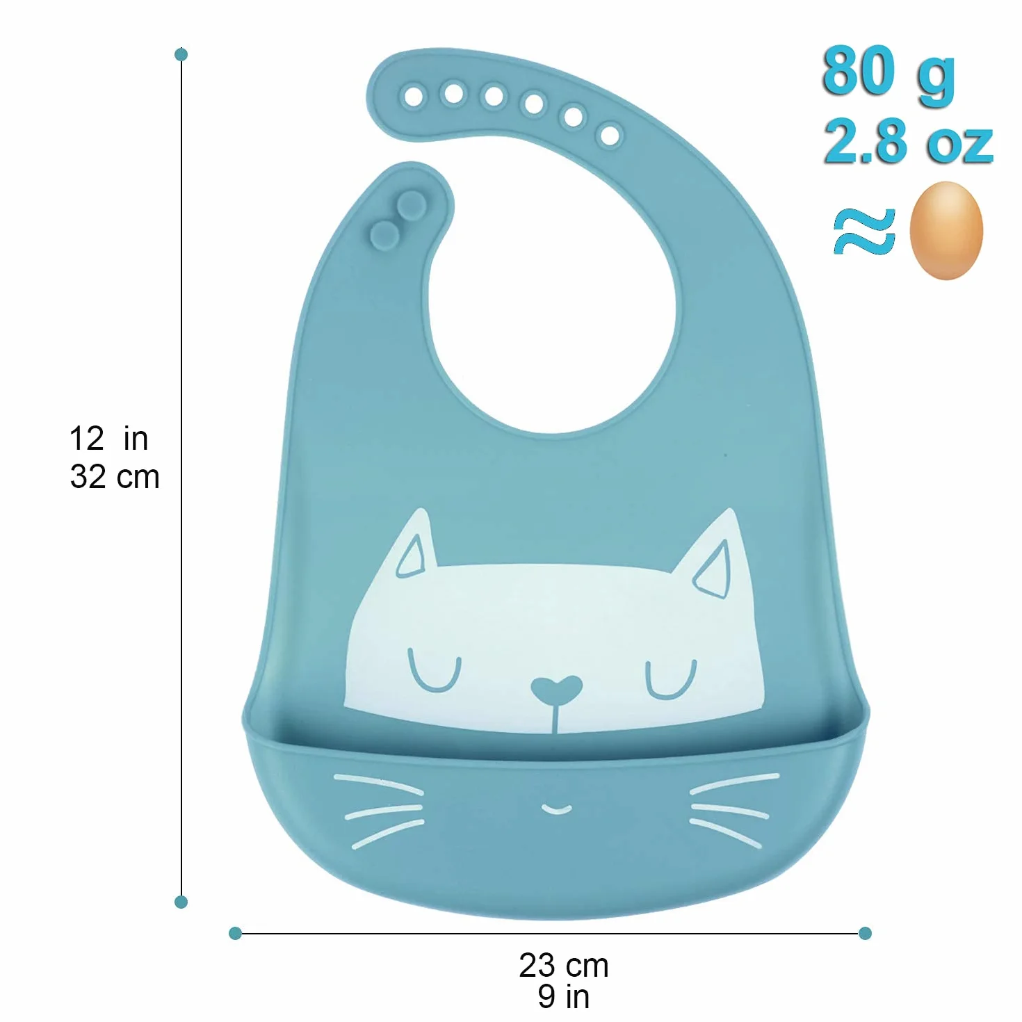 SLOSH Bavoir Bébé Silicone Souple Imperméable Ajustable Waterproof Repas