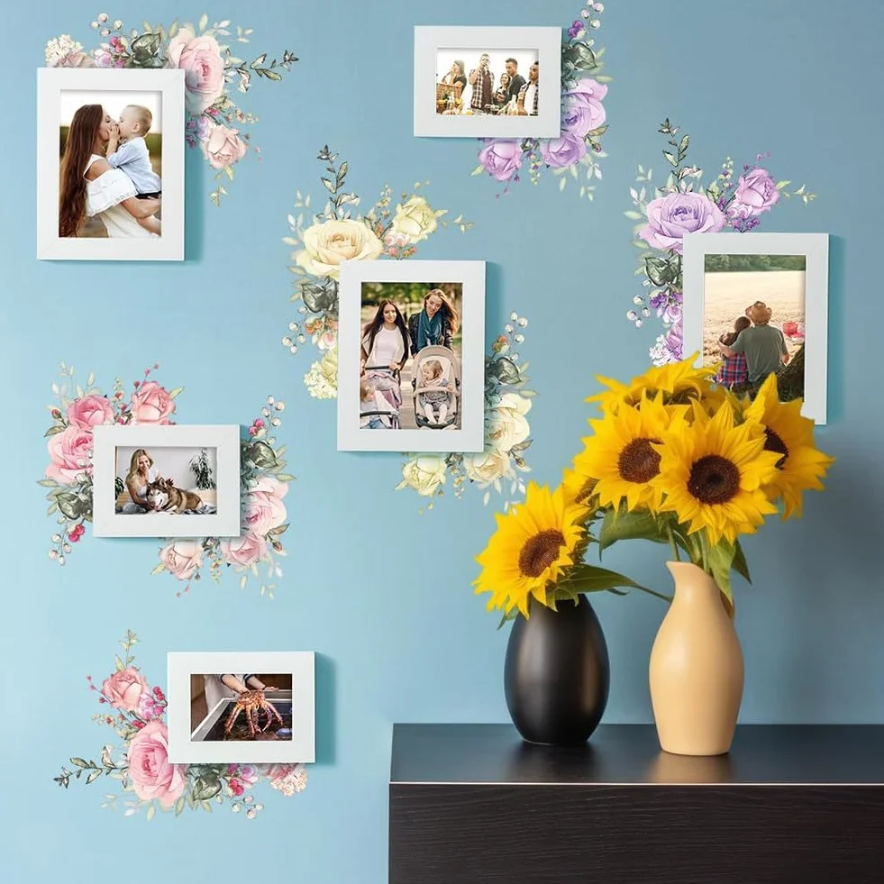 Autocollant pour Interrupteur Motif Plantes et Fleurs 9.5x5.7cm Imperméable Décoration Murale