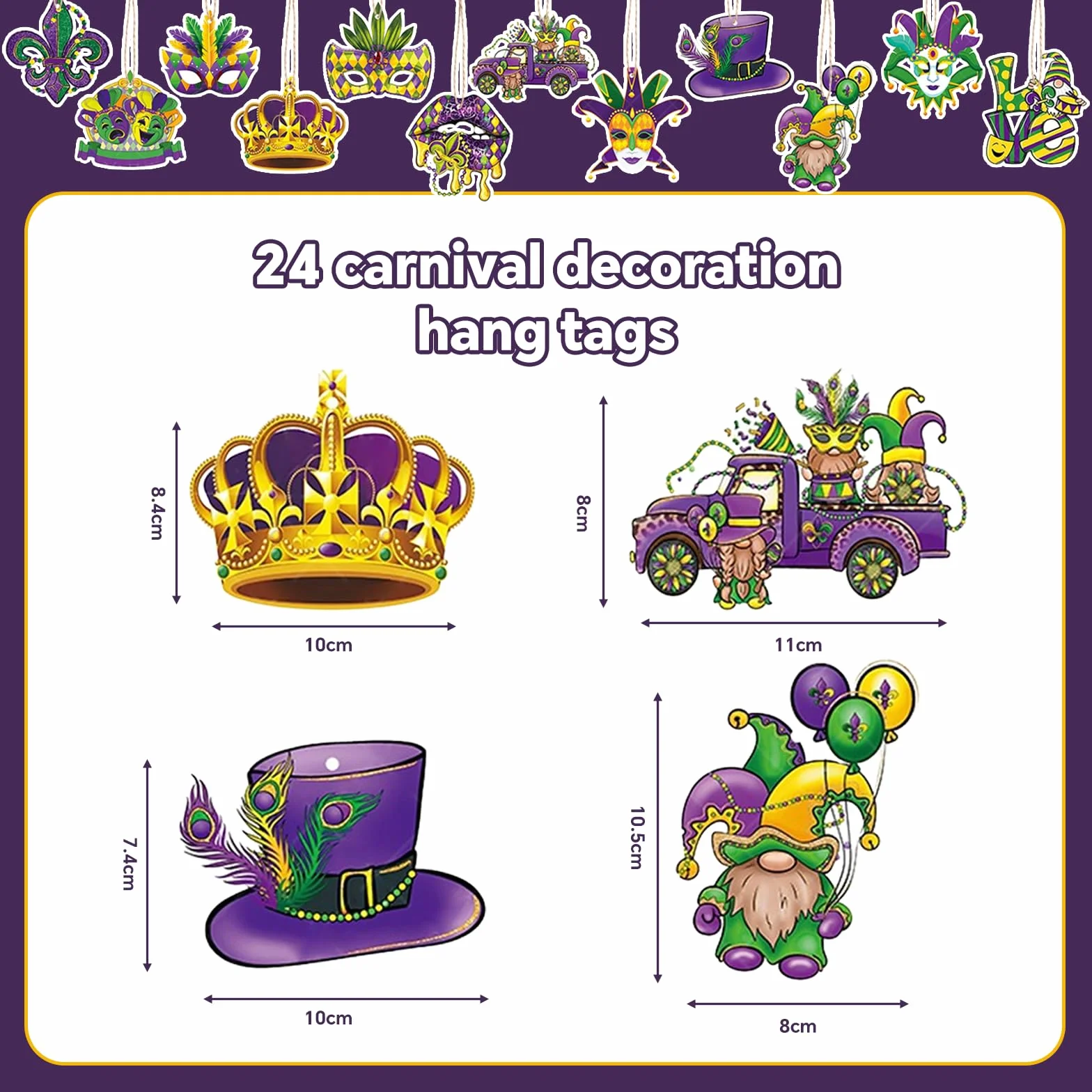 Ornements Suspendus de Carnaval 24 Pièces, Masque de Mascarade Décoration