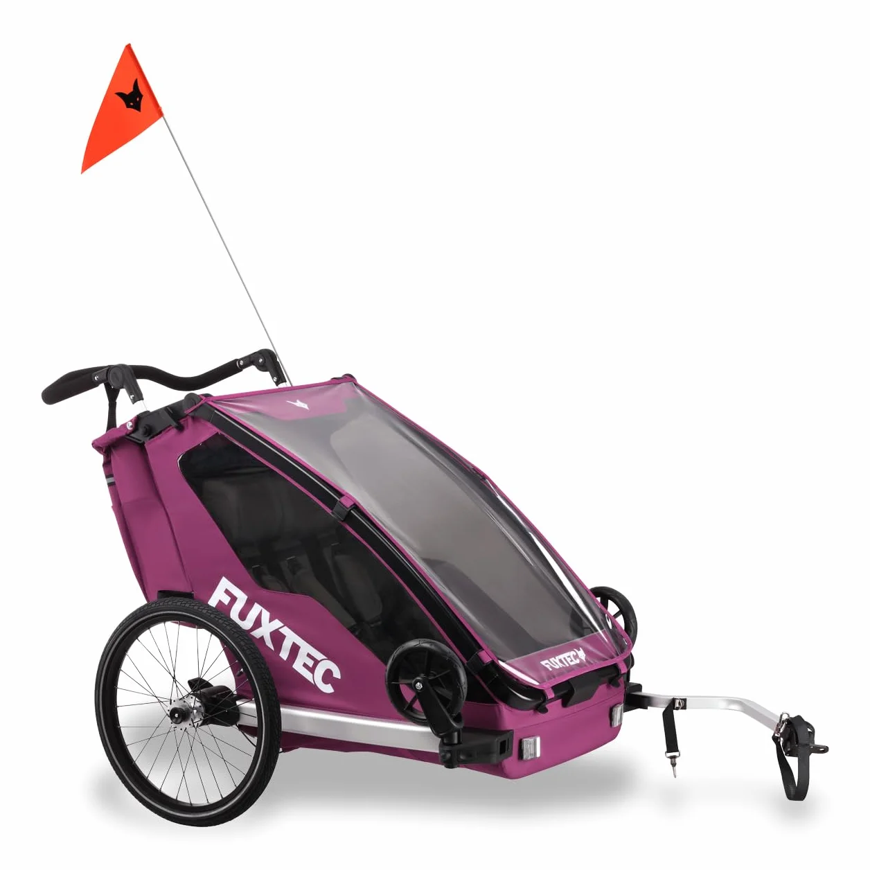 FUXTEC Remorque de vélo 2 en 1 FX-FA1 pour 2 enfants en aluminium pliable avec protection pluie et soleil