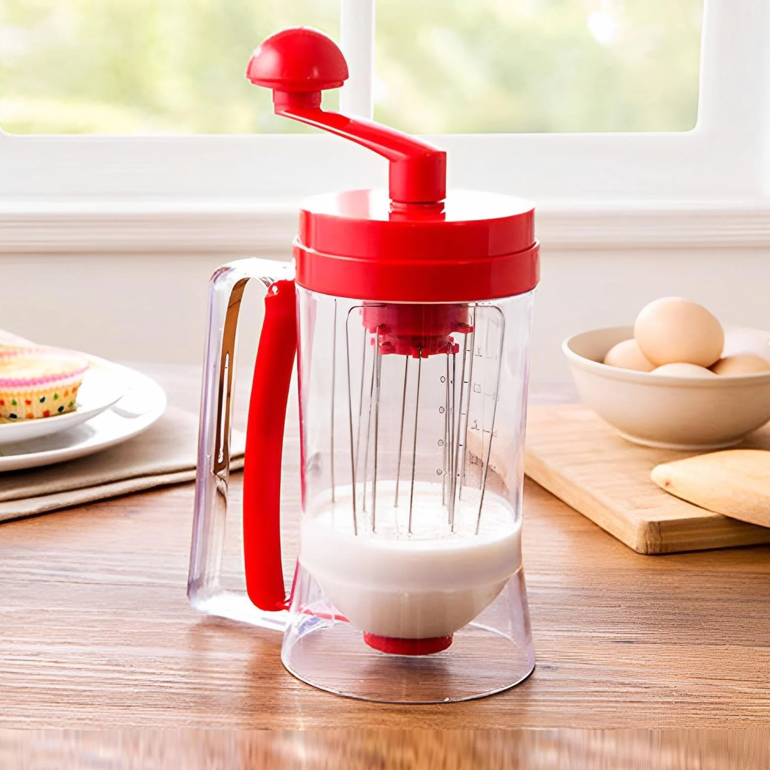 Distributeur de pâte à crêpes 900 ml avec fonction d'agitation, verseur chauffant pour gaufres et séparateur