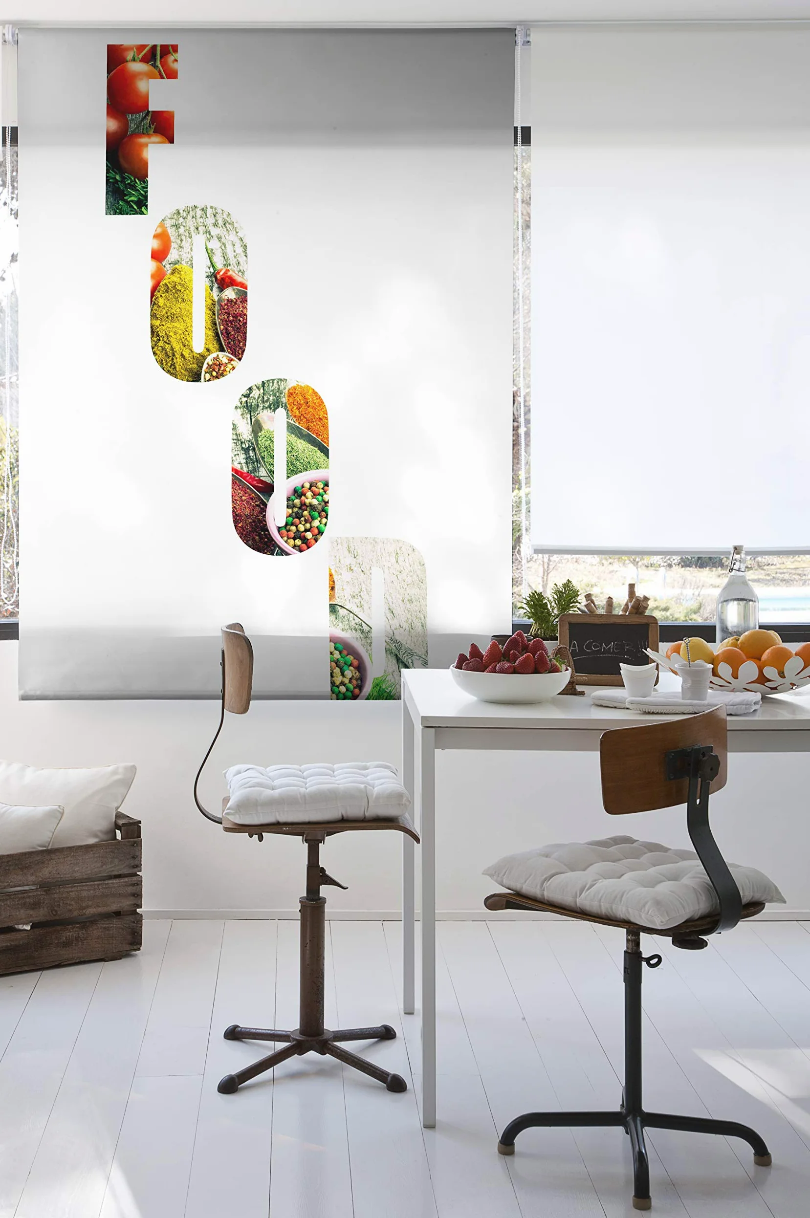 Estoralis | Cuisine | Store Enrouleur | sans Outil Tissu translucide imprimé | C-1214 | 85 x 150 cm. (Largeur/Hauteur) Taille du Tissu 82 x 150 cm. | Stores pour fenêtres et Portes