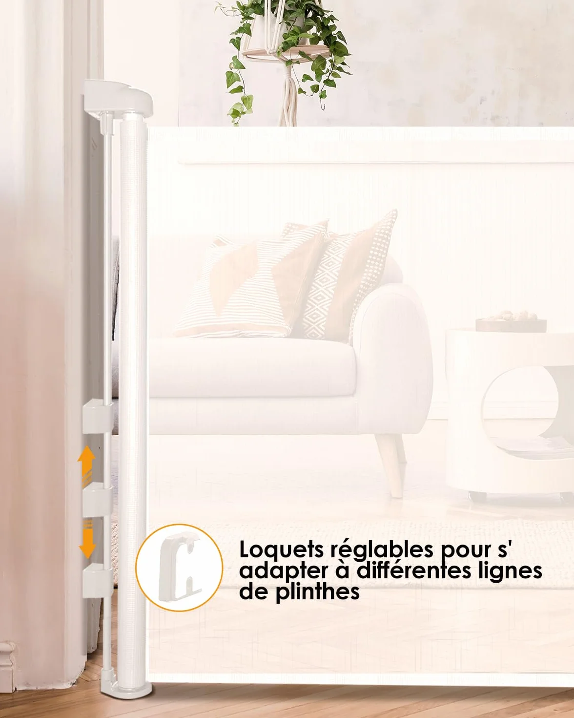 Barrière de Sécurité Enfant 0-140cm Extensible Rétractable pour Bébé Chien Escaliers Couloirs Blanc