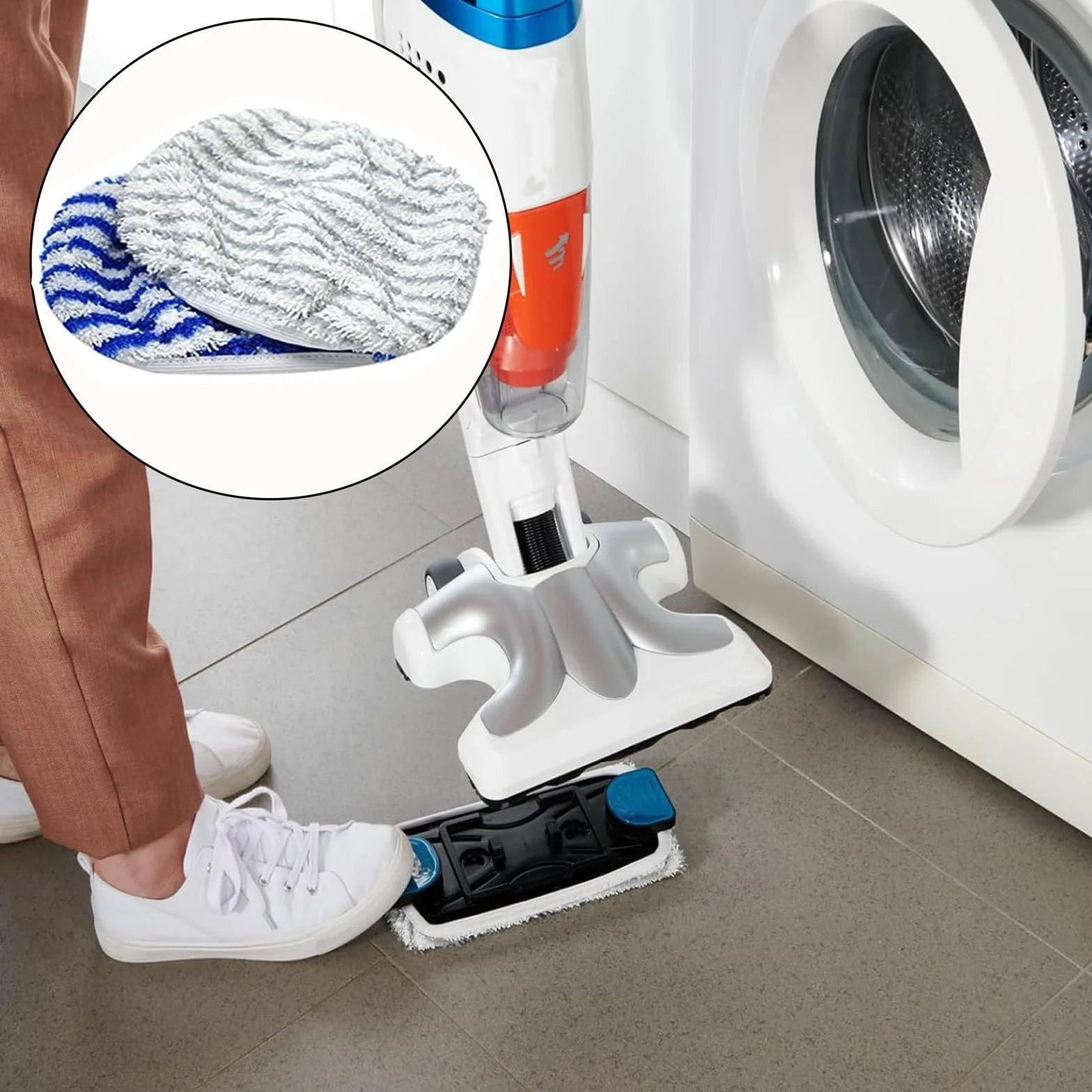 Rowenta Clean & Steam ZR850002 ZR005801 ZR005804 Lingette Accessoires Serpillere Balai Vapeur 6 Pièces Gris Bleu