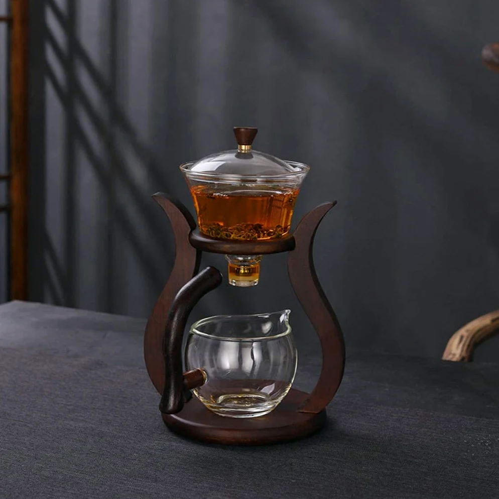 RORA Théière en verre semi-automatique avec couvercle rotatif pour débit d'eau magnétique (théière sans tasses)
