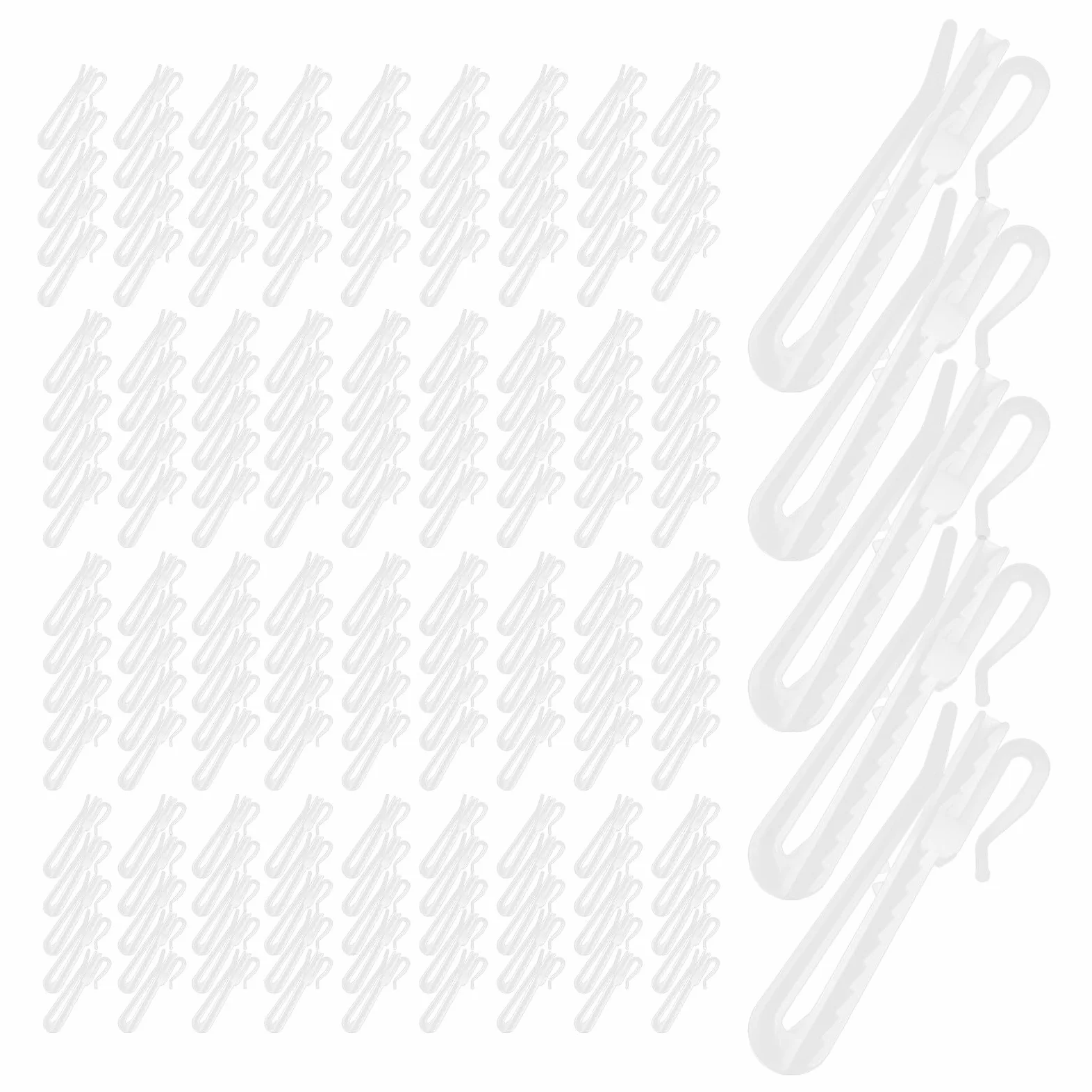 Artibetter Crochets de Rideaux Design Simple et Robuste Lot de 100 en Plastique Réglables Arrondis pour Voilage Fenêtre et Tringle sans Perçage