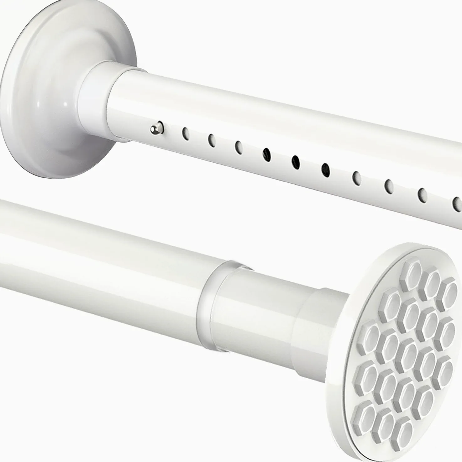 GDEVKHN tringle rideau sans percage barre rideau extensible extra longue Pour les armoires, les salles de bains, les espaces de suspension 32 mm de diamètre 160-220CM(Φ32MM) blanche