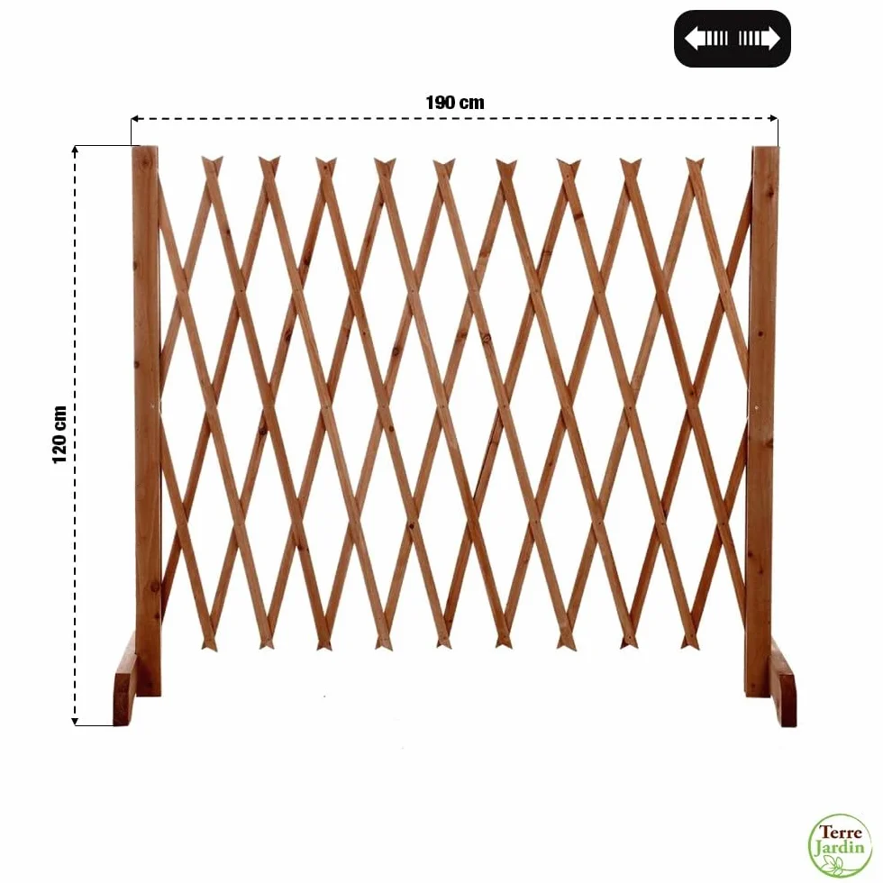 Barrière de Sécurité Extensible 27-190 x 120 cm pour Enfants et Animaux en Bois sans Perçage