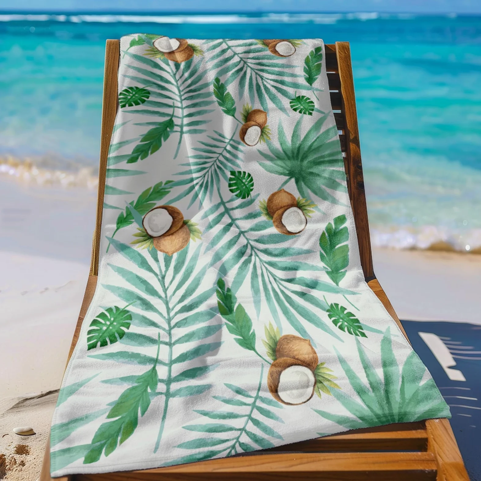 Tapis de Plage XXL Anti Sable Noix De Coco Brune Serviette Piscine Adulte,Natte De Plage Pliable, Voyage Accessoires De Plage Camping,Serviette de Bain Personnalisée